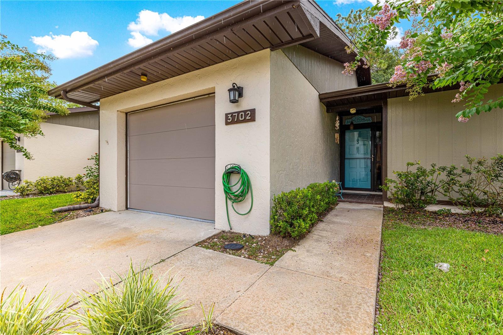 Tucked away in a quiet setting just minutes from downtown Ocala, this 3-bedroom, 2-bath patio home offers a seamless mix of comfort, convenience, and low-maintenance living. Step inside to find a light and welcoming layout with tile floors throughout and more closet space than you’ll know what to do with. The kitchen is beautifully updated with quartz countertops and stainless steel appliances, the comfortable living room and the primary suite open directly to the screened courtyard—a tranquil retreat where you can sip your morning coffee or enjoy the starry night sky. Practical updates bring peace of mind, including a 2018 roof, 2022 HVAC, and a new water heater. The home also includes a 1-car garage with pull-down attic access and extra storage. Backing up to a wooded area, you’ll enjoy added privacy. The low HOA fee takes care of lawn maintenance, exterior paint, and gives you access to the community pool and pavilion—perfect for enjoying a carefree Florida lifestyle. With shopping, dining, medical and downtown Ocala less than 5 miles away, this home combines easy living with unbeatable convenience. Schedule your tour today!