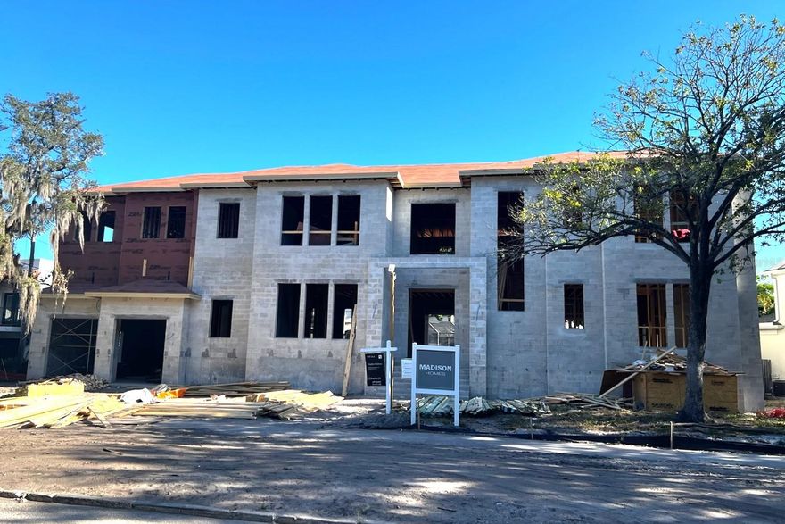 Under Construction. Welcome to Madison Home's newest Beach Park estate home. This residence is ideally located on one of Beach Park’s most desirable streets, offering a spacious floor plan with elevator, formal dining, oversized great room with fireplace and an open concept kitchen with Madison’s signature double island, Sous Chef prep room and large walk-in pantry. A private guest suite, formal office, pool bath plus powder room, complete the main floor. Upstairs, includes a 20x20 living loft, laundry/craft room and an additional flex room, ideal as a home gym, 2nd office or storage room. The primary suite features a morning kitchen, luxury bath and an enviable walk-in closet. All ancillary bedrooms include ensuite baths and walk-in closets. Outside enjoy the Florida lifestyle on the 14 x 37 lanai with outdoor kitchen. Enjoy the convenience of great schools, shops and access to International airport