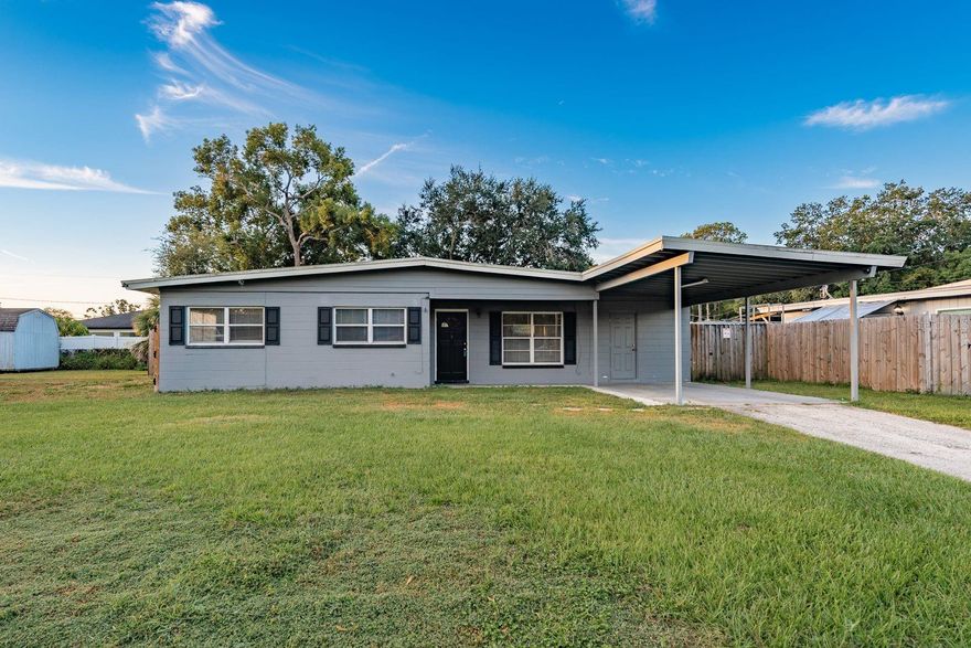 Opportunity awaits in this up-and-coming area of the Riverbend neighborhood! This 3 bedroom, 1 bathroom bungalow is loaded with potential. Situated high and dry on a large lot with a fenced yard, this home offers room to expand upon the existing 910 square feet if you wish and also offers room for a pool. There is a large screened patio and a spacious utility room accessible from the patio and carport. 
Inside you'll find 3 bedrooms and a bathroom with a living and dining area connected to the kitchen. Bring your imagination and transform this bungalow into your dream home or your next investment project. 
This home is located minutes from the Hillsborough River, Downtown Tampa, I-275, Tampa International Airport, and attractions like Busch Gardens, Zoo Tampa, and Raymond James Stadium, as well as some of the city's best local dining. There's no HOA or CDD and you are surrounded by ongoing renovations and appreciating homes.