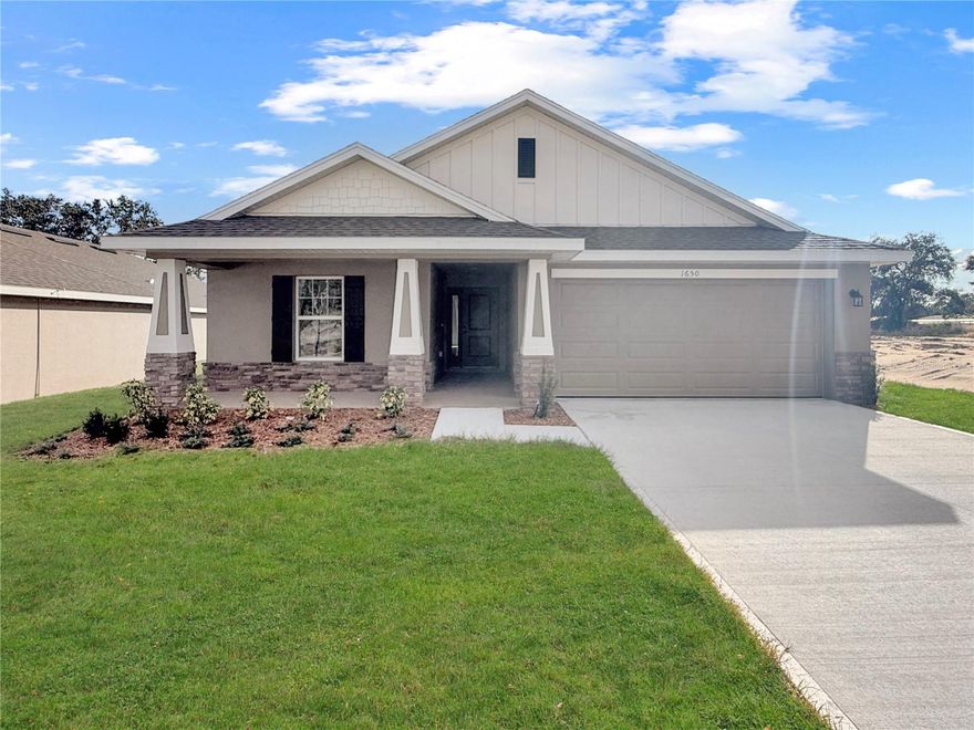 Step into this brand-new 4-bedroom, 2-bath home and take advantage of up to $15,000 FLEX Cash, available to help buy down your interest rate or apply toward prepaid items and closing costs when using the preferred lender. Must close within 30 days—an opportunity that can save you thousands.

This thoughtfully designed home features an open-concept layout perfect for both everyday living and entertaining. The modern kitchen is highlighted by granite countertops, a spacious island, and Whirlpool stainless steel appliances, creating a welcoming space at the heart of the home. A generous laundry room adds convenience, while the bathrooms with elegant granite finishes for a polished, timeless look.

Enjoy peace of mind with a 1-year builder warranty and a 10-year structural warranty, providing confidence in your investment.

Residents enjoy access to a growing community with planned resort-style amenities, including a swimming pool with cabanas, pickle ball courts, nature trails, a tot playground, dog park, and open green spaces. Community pavilions with benches create inviting areas for outdoor gatherings and relaxation.

Located in Leesburg, this home offers convenient access to nearby parks, lakes, shopping, dining, medical facilities, and major roadways connecting to Mount Dora, The Villages, and the greater Orlando area. Known for its relaxed lifestyle, outdoor recreation, and small-town charm, Leesburg is the perfect place to call home.