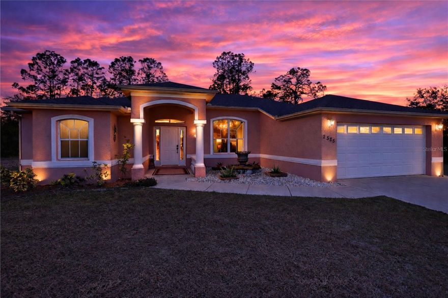 Welcome to this thoughtfully designed 3-bedroom, 2-bathroom home that perfectly balances comfort and functionality. With its versatile living spaces and NEW ROOF (2023), this move-in ready residence offers everything today's homeowner could desire!
<br /> <br /> 
The moment you enter the home, you're embraced by a generous, sun-filled open-concept living space that feels both grand and welcoming. Use this versatile space as a formal dining room, elegant living room, or anything your lifestyle demands. This room flows seamlessly into the dining area and kitchen, creating a canvas for daily life and special celebrations alike. Picture yourself preparing meals in the well-appointed kitchen while staying connected to conversations happening just steps away in the dining area or the tucked-away family room.
<br /> <br /> 
The primary bedroom suite offers a peaceful escape from the world. This isn't just a place to sleep—it's your personal haven, complete with a spacious walk-in closet and a luxurious ensuite bathroom designed for those moments when you need to recharge and refresh. Step through your private exit directly onto the screened lanai, where you can start your mornings or end your evenings in serene seclusion.
<br /> <br /> 
Positioned opposite the primary suite, two additional well-proportioned bedrooms provide comfortable spaces for family, guests, or that home office you've been dreaming about. Each comes with its own generous closet, because everyone deserves their own organized sanctuary. A full bathroom, thoughtfully positioned between them, serves these bedrooms with convenient access for all. The intelligent floor plan creates natural separation between the primary suite and secondary bedrooms, offering privacy when you need it while maintaining a wonderful sense of connection throughout the home.
<br /> <br /> 
This home understands real life. A dedicated laundry room equipped with dual closets to keep everything organized and out of sight, while serving double duty as a mudroom from the garage. Beyond the attached garage—which offers vehicle protection and generous storage—you'll discover a storm safe anchored 10x20 lofted shed at the rear of the property, providing even more space for all your belongings.
<br /> <br /> 
When the beautiful Florida weather calls, step out onto the screened lanai with its attractively adorned ceiling. This personal outdoor sanctuary offers preserve views where morning coffees taste better and evening conversations linger longer, protected from the elements yet open to fresh air and natural beauty. Just beyond the lanai, a garden space awaits your green thumb—ready to cultivate the fresh herbs, vegetables, and flavors that transform everyday meals into something special.
<br /> <br /> 
But here's where this property truly shines: it sits on a double-sized lot, giving you room to breathe, play, garden, or simply enjoy the luxury of space. Whether you envision outdoor entertaining areas, a children's play zone, additional outbuildings, or parking for your 2 or 4-wheeled toys, this generous parcel provides the canvas for any vision.
<br /> <br /> 
This isn't just a house—it's move-in ready and waiting to become the backdrop for your life's most meaningful moments.