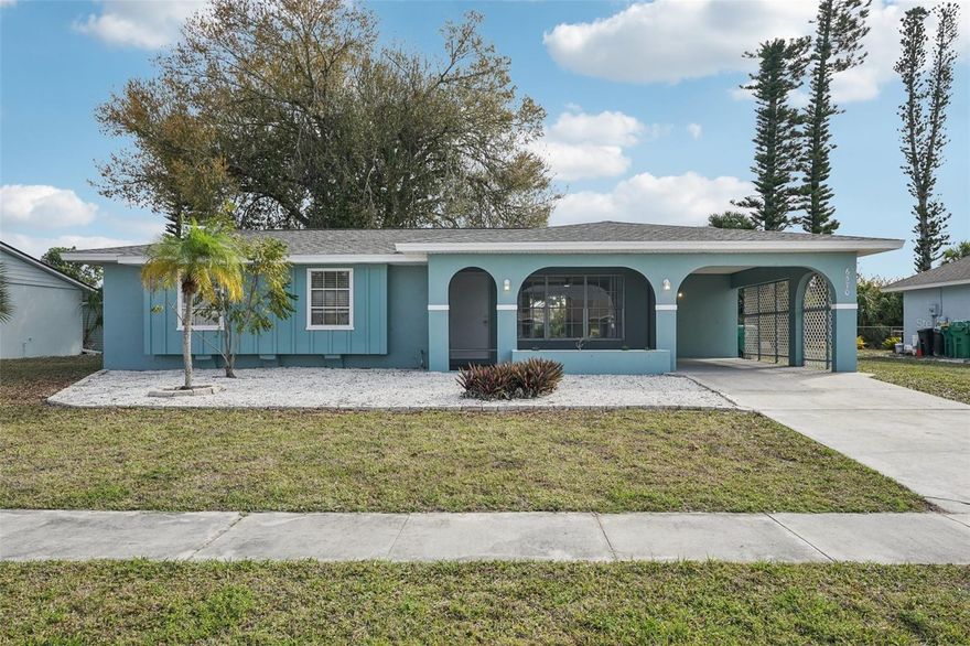 One or more photo(s) has been virtually staged. Move-in ready and fully remodeled, this 3-bedroom, 2-bath home is not in a flood zone and sits within the low-cost HOA amenity-packed community of Gardens of Gulf Cove. A new roof 2024, fresh exterior paint, updated outdoor lighting, and a re-screened front porch provide strong curb appeal and peace of mind.
Inside, the home has been thoroughly updated with durable ceramic tile flooring throughout, re-textured and freshly painted walls, new lighting and ceiling fans, updated interior and bi-fold closet doors, and 2" venetian blinds with living room window treatments. The electrical panel was replaced in 2022, and the laundry room features tile flooring with the gas water heater for improved energy efficiency.
Inside, the home features ceramic tile flooring throughout, re-textured and freshly painted walls, new lighting and ceiling fans, updated interior and bi-fold closet doors, and 2" venetian blinds with living room window treatments. The electrical panel was replaced in 2022, and the laundry room includes tile flooring and a gas water heater for improved energy efficiency.
The kitchen has been completely remodeled with white soft-close shaker cabinets, granite countertops, stainless steel appliances, and a garbage disposal. Both bathrooms have been updated with granite vanities and comfort-height toilets. The guest bath features a re-glazed tub with subway tile surround, while the primary bath includes a granite vanity top and glass bypass shower doors.
All bedroom closets include a customizable wire closet system and new bi-fold doors, adding versatility with functional storage options.
Recent exterior improvements also include a large rear paver patio with a built-in fire pit, creating usable outdoor living space.
Residents of Gardens of Gulf Cove enjoy access to a clubhouse and recreation center with fitness equipment, game rooms, 2 sparkling pools (1 heated for year-round enjoyment), shuffleboard, tennis and pickleball courts, bocce ball, and additional community amenities. 
Just minutes from beautiful Gulf beaches, world-class fishing in Charlotte Harbor, boating adventures, nearby waterfront parks, nature preserves and nearby shopping/dining, it combines affordable coastal living with easy access to nature trails, parks, and community amenities provide plenty of options for endless outdoor fun and relaxed evenings close to home.