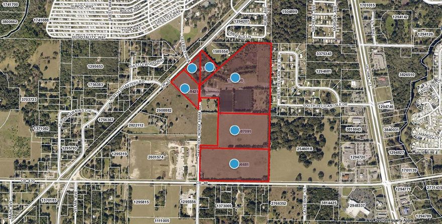 Offering is for 73+/- Acres w/ an adjoining 14+/- acre parcel also available in Lake County, FL just off S US Hwy 27 and  surrounded by explosive growth from The Villages newest expansion as well as other developments. The value is in the land. Located under the county's jurisdiction, property will need to be annexed into the City of Leesburg and rezoned for commercial, professional, industrial or mixed use, currently zoned AG with a FLU / Future Land Use of Regional Commercial and access a short distance from US 27 with frontage on CR 48 and CR 33 making this an ideal Central Florida address that is minutes to I-75, Florida's Turnpike and 45 minutes to Orlando or Ocala. Offering is an assemblage of 6 parcels. Lake County Alt Key #'s 1741866, 1774926, 2718421, 1774896, 2587091 & 2696681 with adjoining 290882 also available. All information is believed accurate and correct but not guaranteed or warranted and subject to change without notice. Shown by appointment - do not enter property without authorization.