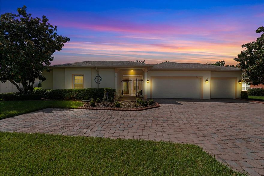 BRAND NEW PHOTOS FOR BRAND NEW UPGRADES! These new water-resistant Laminate floors have transformed this home to truly show like a model! This home is located on one of the most private and spacious lots in the premier gated 55+ community, Solivita, a Community which was designed for active, inspired living. This stunning BOLERO model sits on nearly 1/3 acre with panoramic conservation views and offers the perfect blend of privacy, space, and style. Featuring 3 bedrooms (including a private Casita), 3 full bathrooms, and an oversized 3-car garage with over (20) feet of built-in storage. This home was designed with comfort and entertaining in mind. An extremely large brick-paver driveway accommodates 8+ cars, perfect for welcoming guests including a private parking spot right next to the Casita. The entry gates lead into the large paver courtyard which permits access both the Main House and Casita. The Main House has a bright, open floor plan with new LVP flooring throughout and two 9' - 3-panel sliding glass doors that frame the lanai and serene conservation views. The spacious kitchen, one of the largest layouts in Solivita, boasts brand-new stainless-steel appliances (2025), generous counter space, and a seamless connection to the dining, living and den areas. The Casita features a large, bright open space, with a walk-in closet, linen closet and large full bathroom. There is easy private access to the Casita from the French-door located in the front courtyard. The oversized brick-paver lanai with custom vinyl windows can be easily opened to enjoy Florida's breezes or closed for year-round comfort. Surrounded by mature landscaping and nature, your backyard is a private oasis. The Owner's Suite offers a sitting area, two walk-in closets with custom California type shelving, and a spa-like bath with dual vanities, a soaking tub, and a separate shower. The Casita serves as one of the three bedrooms, complete with its own entrance and full bath, large walk-in in closet, linen closet all ideal for guests, hobbies, or a home office. Additional highlights: Luxury 3-car garage with custom shelving, workspace, and water treatment/reverse osmosis system. Secondary bedroom with private bath. Laundry room conveniently located near the garage entry. Enjoy Solivita's unmatched lifestyle amenities: 14 heated pools plus indoor pool and walking track, Fitness centers, pickleball, tennis, and golf. 250+ clubs, on-site dining, and social eventsLocated just 30 minutes from Disney and Orlando's top attractions, and minutes from the new Poinciana Lakes Plaza with shopping, dining, and multiple services. Experience the perfect mix of privacy, space, and resort-style living. Schedule your private showing today!