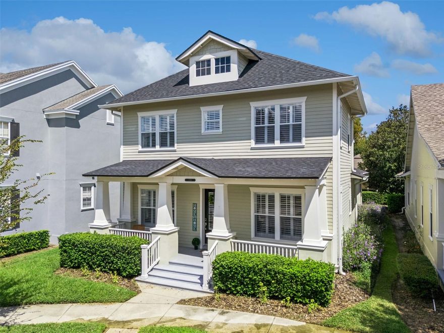 Pride of ownership radiates throughout this exquisite Artisan Park residence. The impeccably maintained two-story home is designed for both elegance and comfort, with a thoughtfully crafted floor plan offering a gracious first-floor primary suite with an oversized walk-in closet, spa-like bath with soaking tub and separate shower, a formal dining room, and a light-filled family room anchored by new hardwood floors. The gourmet kitchen showcases 42-inch cabinetry, gleaming granite countertops, and premium stainless-steel appliances—perfect for effortless entertaining. Upstairs, three generous bedrooms and a versatile loft retreat feature brand-new plush carpeting. Recent upgrades elevate the home’s quality and efficiency: a 2021 roof with double plywood sheathing, fresh interior and exterior paint, new lighting and ceiling fans throughout, enhanced attic insulation, new gutters, and a two-stage high-efficiency HVAC system installed just five years ago. A comprehensive Duke Energy audit further ensures optimal performance and comfort. In late 2022 and 2023, the owners undertook an extensive series of luxury updates. The entire interior was freshly painted in crisp white, while polished porcelain tile flooring was installed in the ground-floor hall, kitchen, living areas, bathrooms, and laundry room. New plush carpeting graces the staircase, landing, and all bedrooms, complemented by stylish new ceiling fans throughout. The kitchen was thoughtfully refurbished with new countertops, an elegant island, updated sink and faucets, 18-inch tile backsplashes, and upgraded Samsung oven and dishwasher. Every bathroom received a designer-level refresh: the primary ensuite now features a new soaking tub, frameless glass shower enclosure with upgraded showerhead and fittings, a new toilet, and new vanity tops with basins and faucets. The upstairs den bath boasts a new bath/shower combination with glass screen, fresh tiling, and updated fixtures, while the secondary ensuite includes a new tiled shower with glass screen, new vanity, and a tiled floor. Custom window shutters were also installed throughout the home. Outside, the rear yard showcases new fencing and elegant paving, while the HVAC system received a full maintenance service with UV lamps added for enhanced air quality. Residents of Artisan Park enjoy exclusive membership to the private clubhouse with its resort-style swimming pool, full-service restaurant, and state-of-the-art fitness center. Beyond your doorstep, the celebrated town of Celebration offers over 26 miles of scenic walking and biking trails, lush parks, community pools, playgrounds, and a vibrant array of upscale dining and entertainment—creating an unparalleled lifestyle from sunrise to sunset.