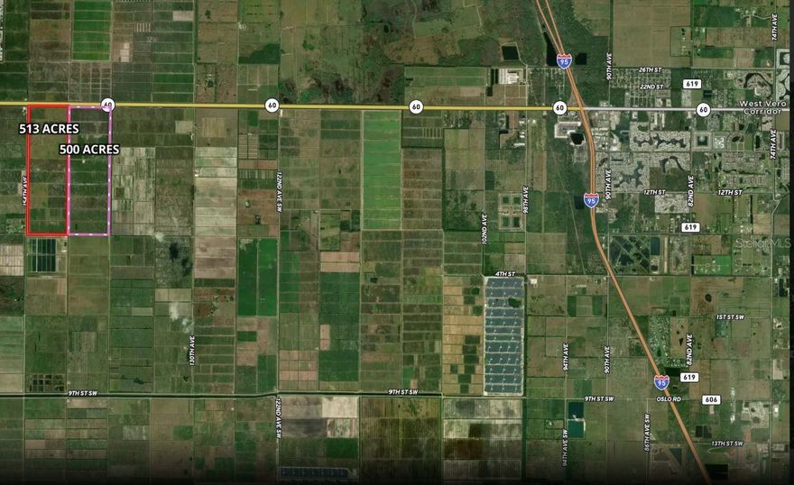 Property Overview
Discover a rare investment opportunity with two expansive 500-acre parcels located in Vero Beach, Florida. These properties boast a remarkable one-mile frontage on the highly traveled State Highway 60 at the intersection of 154th Avenue, providing outstanding visibility and accessibility. The west side of the combined parcels features an impressive 1.5-mile frontage along paved 154th Avenue, offering multiple points of entry and enhancing the land’s future development potential.
Strategic Location
Situated just minutes from a major full interchange on Interstate 95, these parcels are less than 30 minutes from Vero Beach’s pristine, sprawling beaches. This strategic location ensures exceptional connectivity for logistics, commercial activity, and future residents, making the property ideal for a wide range of uses.
Current Income and Investment Appeal
Both parcels are currently leased to a reputable sod farm under a 10-year , yielding $480,000 in annual income with yearly escalations. This arrangement provides investors with a reliable, stable revenue stream while the land value continues to appreciate. The lease structure allows buyers to benefit from cash flow and potential tax advantages in the short term, while positioning for long-term capital growth.
Future Development Potential
With a one-mile frontage on State Highway 60 and close proximity to Interstate 95, these properties are prime candidates for rezoning to higher-value uses. The large road frontages and accessibility support a variety of future commercial, industrial, or residential projects. As transitional land, the parcels are well-suited for investors seeking to land bank and benefit from the region’s ongoing growth.
Opportunity Zone Advantages
Located within a federally designated Opportunity Zone, investors may be eligible for significant capital gains tax savings. This designation offers additional incentives for long-term investment and development, further enhancing the appeal of these properties for those seeking optimal returns.
Flexible Purchase Options
The two 500-acre parcels can be acquired together or separately, providing flexibility for both institutional and individual investors. This adaptability makes the offering suitable for a range of strategies, from large-scale development to long-term land banking.
Key Features Summary
• Two contiguous 500-acre parcels (1,000 acres total) in Vero Beach, FL
• One-mile frontage on State Highway 60 at 154th Avenue intersection
• 1.5-mile frontage on paved 154th Avenue (west side)
• Minutes from Interstate 95 interchange; less than 30 minutes to Vero Beach
• Currently leased to sod farm: $480,000/year income with escalation
• Located in an Opportunity Zone for potential tax savings
• Excellent fit for long-term investors and land bankers
• Parcels may be sold together or separately
Please contact for additional details. Information provided herein is from sources deemed reliable but not guaranteed and is provided without the intention that any buyer rely upon it. Listing Broker takes no responsibility for its accuracy and all information must be independently verified by buyers.