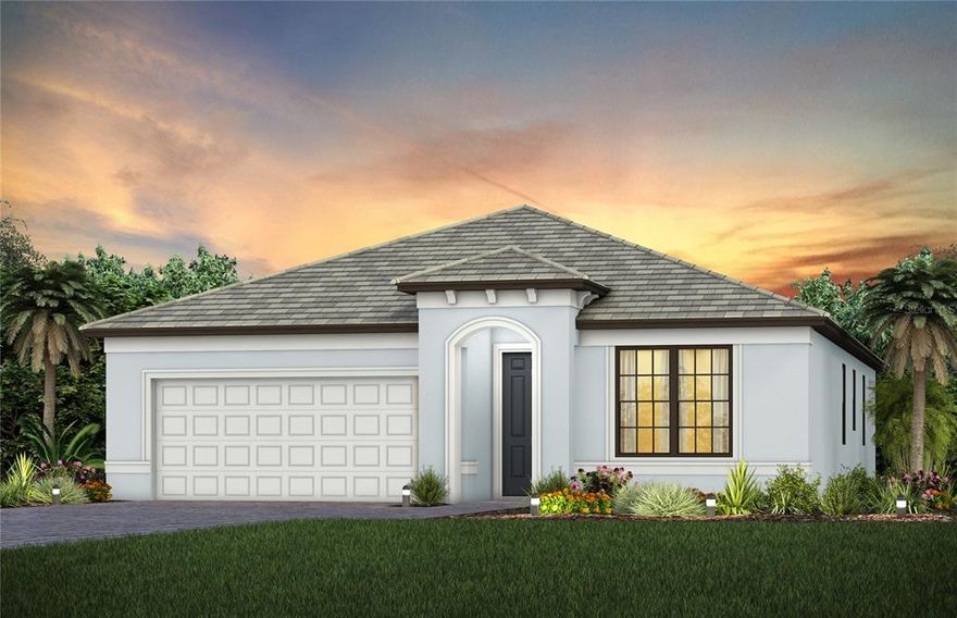 Under Construction. This home is under construction and expected to complete May to June 2023. The Highgate one-story is being built with 4 bedrooms, 2 full baths, and 2-car garage. Nice open kitchen with center island and stainless-steel appliances. Beautifully appointed with upgraded Quartz counters in the kitchen and bathrooms, shaker style cabinets in white, porcelain tile in the main living and wet areas, carpet in the bedrooms, upgraded wall paint in Agreeable Gray SW 7029. Tray ceilings in the Gathering Room and Owner's Bedroom. The outdoor living space is prepped for an outdoor kitchen to be installed after closing. Room for a pool. Magnolia Ranch has something for everyone, in a premier Bradenton location you desire, 5 miles east of I-75 with no CDD, near A-rated schools. Affordable maintenance-free living awaits you in this intimate gated community with low fees and 72 exclusive homesites. Photos are for illustration purposes only, options may vary.