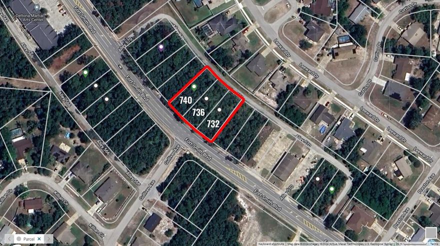This COMMERCIAL property includes 3 parcels totaling 150'x150' zoned B1. Lots 732, 736, 740