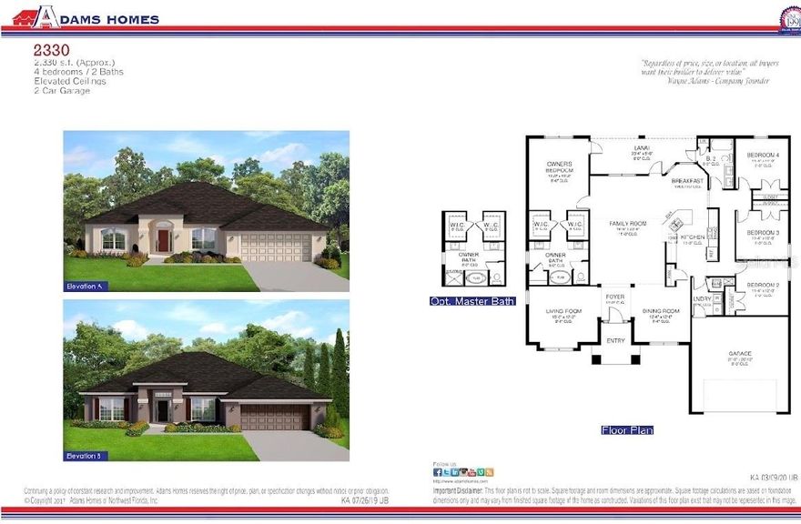 Under Construction. Step into the impressive Adams Homes 2330 model, a spacious 3-bedroom, 2-bath home offering 2,330 sq. ft. of living space designed with comfort and style in mind. This floor plan features a large great room, formal dining area, and a flexible den perfect for a home office or guest space. The modern kitchen showcases quartz counter tops, stainless steel appliances, and a generous breakfast bar overlooking the family room — ideal for entertaining and everyday living. The owner’s suite provides a peaceful retreat with a tray ceiling, walk-in closets, and a private en suite bath featuring dual vanities and elegant finishes. This home also includes a 2-car garage, tile flooring in main areas, and carpet in bedrooms for added comfort. Located in a quiet area of North Port close to shopping, dining, parks, and Gulf Coast beaches, this home combines style, space, and value. Builder pays most closing costs with preferred lender!