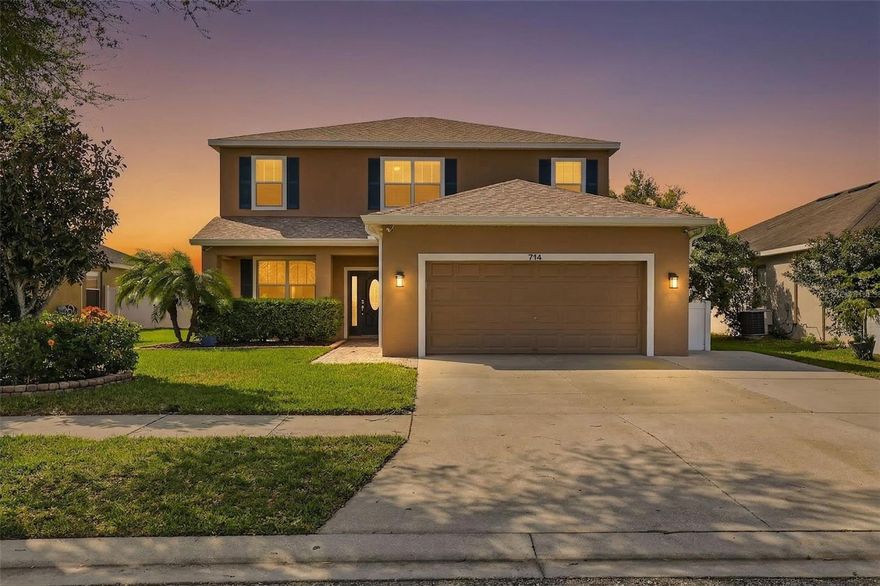 Situated on a perfectly manicured lot with serene pond view, prepare to be impressed by this beautiful home with 4 Bedrooms PLUS Bonus Room AND Loft/3.5 Bath/2 car garage, that has been well loved and impeccably maintained by the original homeowners. With over 2600sqft under air, the desirable floorplan is open and inviting with TONS of natural light and space throughout! Exterior updates include: NEW ROOF (2025 with warranty), recently painted exterior (2022), extended driveway, paver front entryway, camera security system, rain gutters, fully fenced yard, and an extended screened lanai which is the perfect location to watch picturesque sunsets! Once inside, you are greeted with a glass entryway door and a spacious foyer that flows seamlessly into the great room, open kitchen with dining area, and a perfect view of the beautiful outdoors. The FIRST FLOOR Owners Suite is a great place to unwind and includes 2 walk in-closets and a recently renovated (2025) en-suite bathroom complete with relaxing garden tub, large walk-in shower and double sink vanity with Corian countertops. Upstairs you will find generously sized secondary bedrooms and bathrooms, a spacious loft, and an additional room that can be used as a 5th bedroom, office or media room. This home truly has an amazing layout that offers plenty of space for everyone! It is move in ready with the opportunity to still add your personal touch. Located in a NON Flood Zone in the desirable community of River Bend, there are amazing amenities which include a Clubhouse, Fitness Center, New Resort Style Pool, Splash Pad, Tennis/Pickleball Courts, Basketball Court, Dog Park, Walking Trails and year-round Community Events. Conveniently located close to major highways, shopping, and restaurants - and an easy drive to MacDill AFB and gorgeous gulf beaches! The BEST of Florida living!