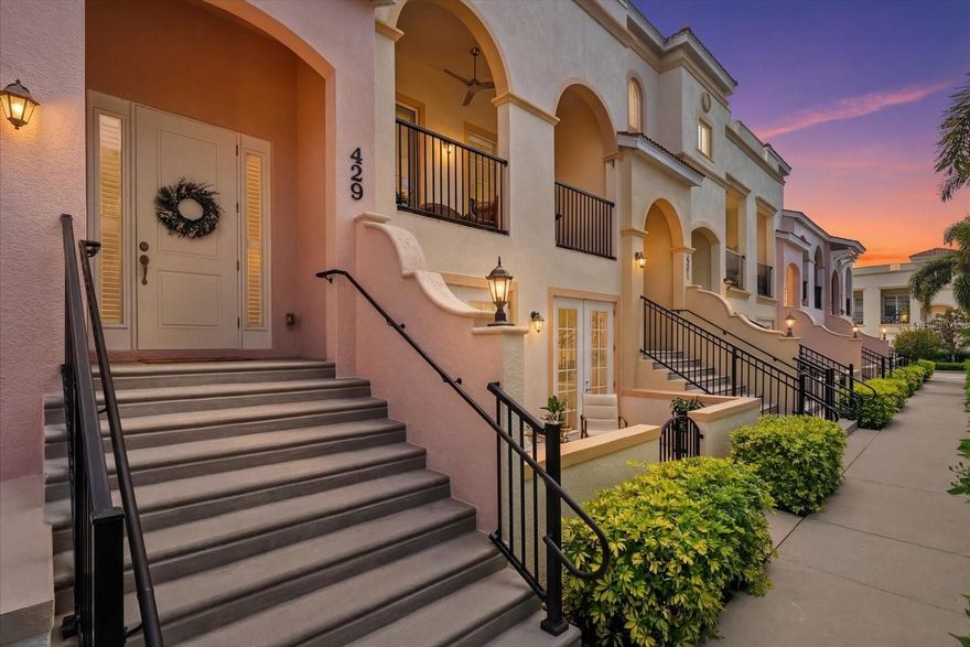 NEW HVAC! ELEVATED! HURRICANE PROTECTION!  Welcome 429 Nokomis Ave S, refined coastal living in Island Court Venice—a beautifully constructed concrete residence offering comfort, durability, and exceptional walkability to the heart of the Historic Downtown Venice. Built in 2015 with hurricane impact windows and doors, integrated fire suppression, LIFT, high ceilings, and higher-quality finishes throughout, this thoughtfully designed two-level home blends function with lifestyle appeal. The second floor serves as the main living level and features engineered hardwood flooring, a spacious great room, powder bath, an open kitchen with granite countertops and stainless steel appliances, all elevated finishes. The primary suite is privately positioned on this level and includes an en-suite bathroom including a linen closet with custom shelves, beautiful floor to ceiling tile shower, dual vanity sinks and custom shelving in the primary bedroom walk-in closet for optimal organization. From the great room, step outside to the balcony overlooking the community pool—an ideal setting for morning coffee or relaxing evenings. On the first floor, you’ll find a guest bedroom with walk-in closet, full guest bathroom, den/flex space, and laundry room with utility sink, all finished with tile flooring. The two sets of French doors open to a charming ground-level courtyard, creating seamless indoor-outdoor living. A private in-home LIFT with a 750-lb capacity provides convenient access between the two levels. Additional highlights include custom shelving in all of the closets, a 2-car garage plus an additional 6' x 11' storage area; perfect for bicycles, beach gear, grill, or outdoor equipment. Located just one block from the Venice Public Library, Venice Community Center, Venice Art Center, a short walk to Historic Downtown Venice and Venice Beach, this residence offers exceptional access to dining, culture, recreation, and the best of Venice Island living.  Island Court Venice features a community pool as well as guest parking!