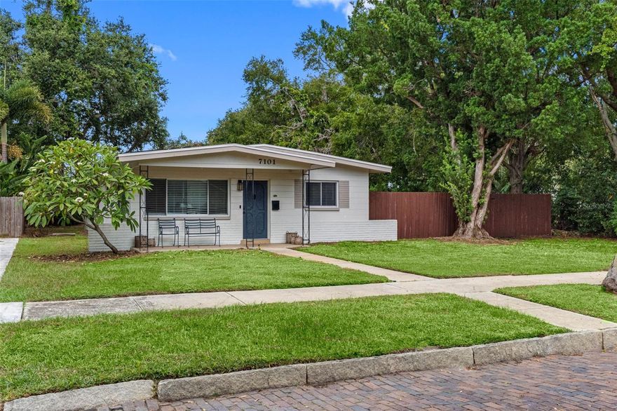 Move in ready, recently updated home at 7101 4th Ave North in St. Petersburg, non flood zone and no hurricane damage. Beautifully remodeled, with a tasteful large modern kitchen featuring solid wood cabinets, quartz countertops, Samsung appliances with a bar and coffee area. In addition to the kitchen, the bathrooms have also been completely updated with new tile and vanities. Throughout the whole house, aqua guard water-resistant engineered hardwood floors have been installed. The home also features a newer A/C system, as well as upgraded electrical service and breaker box. Also, this year, a brand new solar system was installed that will save you a lot of money on your power bill. The property features a large back yard, with ample room for a pool, large deck, playground, and many other ideas you might have. Behind the home is alley access to a one car garage with attached laundry room. There is plenty of parking space behind for more cars, or even a boat or RV if you want. One of the best features of the home is that the location is at the end of a very private brick lined street, with access to the Pinellas Trail right next door. This home is close to central avenue which brings you downtown quickly, and minutes from the beach. This home has a lot of room and also has room to grow, ready for the future.