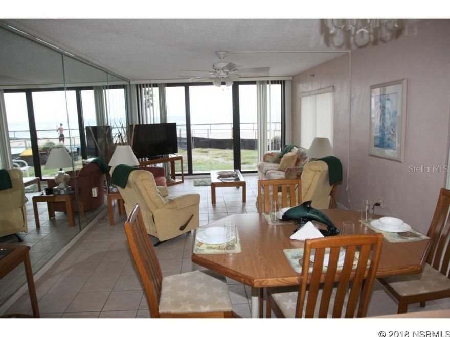 SPECIAL CONCRETE RESTORATION PROJECT PRICING.   WORK IS COMPLETED ON 107'S PORCH AND LANAI! TERRIFIC FIRST FLOOR DIRECT OCEANFRONT CONDO.  Popular Sunrise Condominium.  New impact-resistant sliding glass door in living room with upper security lock.GREAT rental history and contact info for the past 5 years. Many repeat renters anxious to return. 4 Night Minimum Rental. Air Conditioner May 2016. Water heater June 2014. Electrical Panel May 2016. Comfort-height commodes in both bathrooms. All tile floors.  Washer and Dryer in unit.  Includes all the furnishings and items currently in the condo--"ready to rent" or to move in!!  Seasonally-heated pool. Recreation Room. Tennis Court. Basketball Court. Shuffleboard Court. ;LocationDescription: Condo ;Water: City