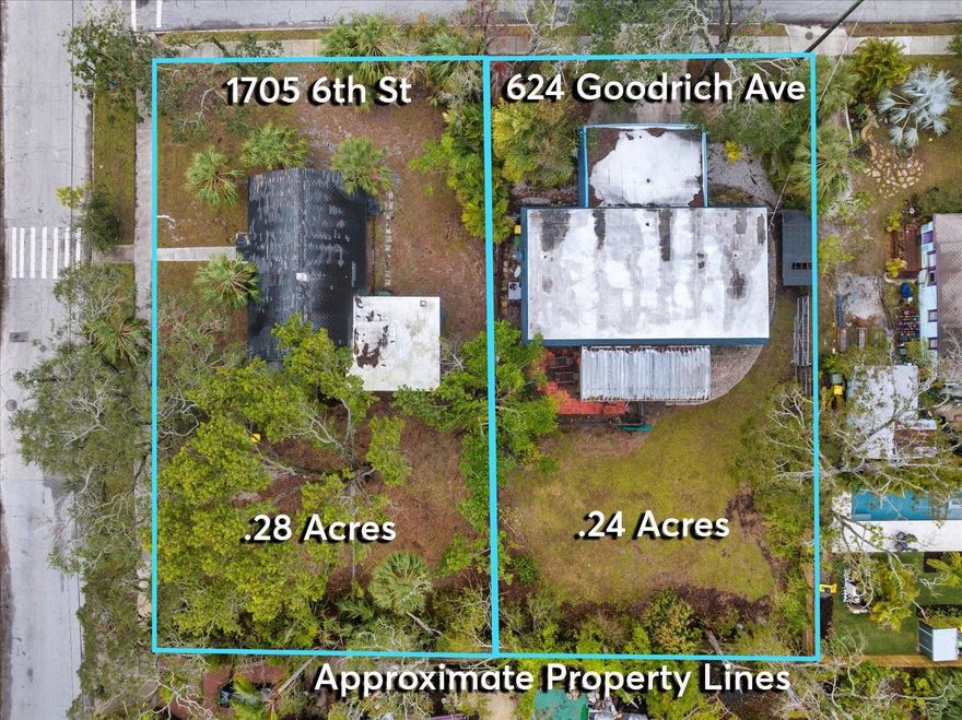 Rare Half-Acre Development Opportunity in Gillespie Park | DTN-Zoned Corner Lot

Located in Sarasota’s vibrant Gillespie Park neighborhood, this combined half-acre corner site at 624 Goodrich Avenue and 1705 6th Street presents a unique opportunity for infill development in one of the city’s most sought-after downtown-adjacent districts.

The property is zoned DTN (Downtown Neighborhood), allowing for multi-unit residential or townhouse development by-right, with approval through the City of Sarasota’s administrative site plan review—no rezoning required. The zoning supports up to three stories (45 feet) in height and an approximate density of 12 units per acre, offering excellent flexibility for urban residential design.

Surrounded by mature streetscapes and walkable to downtown Sarasota’s dining, shopping, and cultural attractions, this site combines convenience with strong neighborhood appeal. Gillespie Park continues to attract attention for its mix of historic charm, new construction, and proximity to Sarasota Bay, The Bay Park, and Lido Beach.

This is a rare opportunity to design and build within a centrally located district that embodies Sarasota’s evolving urban lifestyle. All zoning, density, and development potential should be confirmed directly with the City of Sarasota Planning Department.