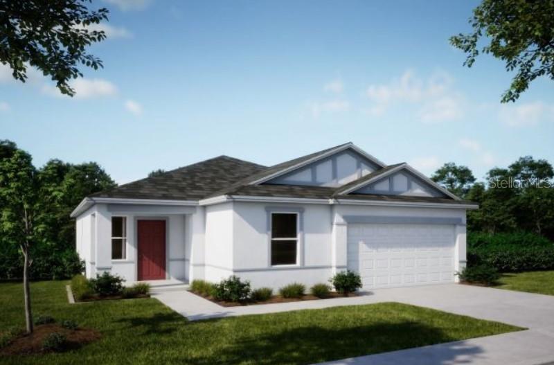 Pre-Construction. To be built. Welcome to the Ashton, a smart single-story floor plan that is sure to please. Before you enter, you are greeted by a covered front porch, adding a charming touch to the home’s exterior. The driveway pavers and entry walk pavers provide a refined, welcoming touch. While the hurricane impact glass windows provide additional security and peace of mind.
Inside, the first thing you’ll notice is the formal foyer, which leads to a spacious den, offering a perfect space for an office or quiet retreat. The great room is completely open to the kitchen, which boasts soft-close shaker cabinets with quartz countertops and a large center island, making it an ideal space for cooking and entertaining. The lanai extends the living space, offering a perfect spot to relax while looking out onto the landscaped yard.
The 9'4" volume ceilings throughout create an open, airy atmosphere, adding to the sense of space. This floor plan offers separation between the master bedroom and the other 2 bedrooms for added privacy. The master suite features a private bath with an upgraded walk-in tile shower and shower enclosure, creating a luxurious spa-like experience. The master suite also includes two large walk-in closets, providing plenty of storage space.
In the main areas, ceramic plank tile flooring adds both elegance and practicality, while the carpet in the bedrooms adds comfort. Blinds are included on all windows, providing privacy and light control. Upgraded LED lighting brightens the master bedroom, den, and great room, enhancing the atmosphere with energy-efficient illumination.
The laundry room is equipped with cabinetry for added storage and organization, and there’s a pass-through to the 3-car garage, which offers plenty of space for parking and storage, plus a workshop for all your projects.
For added convenience, the Ashton comes with built-in Smart Home features including a Ring Video Doorbell, Smart Thermostat, and Keyless Entry Smart Door Lock, giving you easy control and security from the palm of your hand. An irrigation system is also included, ensuring easy lawn maintenance and a beautiful landscape year-round.