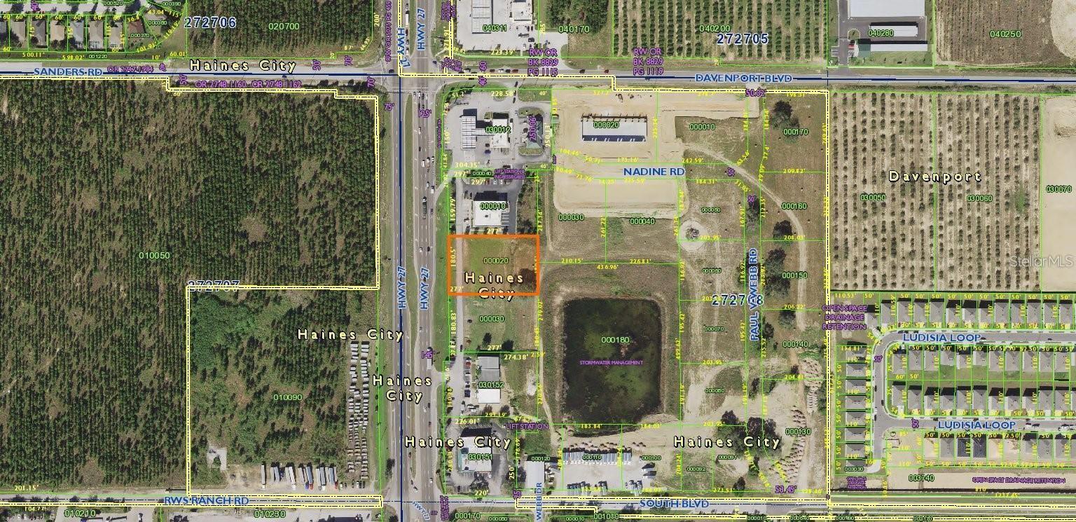 Prime commercial outparcel ready to turn dirt. This is a part of Webb's commercial plat. There is a master retention pond to service all of the out parcels, so no on site retention would be required. There are multiple points of access off of HWY 27 with turn lanes already in, & Davenport Blvd, and South Blvd. This sits in between Advanced Auto and Webb's Candy / Dunkin' Donuts. 5 miles south of I-4. Call today for more information.