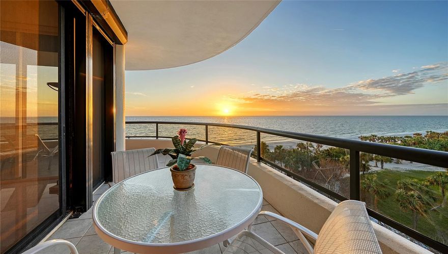 Perched on the fourth floor of Building II at L’Ambiance on Longboat Key, this corner residence offers breathtaking Gulf and sunset views, the epitome of luxurious coastal living. Spanning 3,380 square feet, this three-bedroom plus study retreat showcases panoramic vistas that stretch from the pristine beachfront to Sarasota Bay. Floor-to-ceiling glass sliders, equipped with motorized shutters, connect multiple rooms to the wraparound terrace and east-facing balcony, creating seamless indoor-outdoor flow. Offered furnished and ready to enjoy, this residence provides an inviting canvas to personalize to your tastes. A private resident-only elevator leads directly from two under-building parking spaces to the home’s foyer entry. Double doors open to an expansive layout adorned with marble flooring. The open-concept living and dining area features custom built-ins and flows effortlessly into the eat-in kitchen, complete with an island, pantry, and breakfast nook. The primary suite, positioned in a prime southwest location, is designed to capture the best natural light throughout the day. This spacious retreat spans 21 feet and includes dual walk-in closets, a marble bathroom with a layout designed for privacy, and its own access to the Gulf-front terrace. Two guest suites are thoughtfully positioned on opposite ends of the residence for optimal seclusion. The west-facing suite showcases Gulf views, while the east-facing suite includes its own bayfront terrace. A study, currently used as additional sleeping quarters (without a closet), completes the layout. L’Ambiance is a prestigious community nestled behind the gates of the exclusive Longboat Key Club, offering an exceptional array of resort-inspired amenities. Residents enjoy 24-hour manned gated entry, concierge services, on-site management, and secure building access. Additional conveniences include under-building parking, private storage, and wine lockers for each resident. Amenities are designed for relaxation and recreation, including social rooms, state-of-the-art fitness center, Har-Tru tennis courts, and a pavered deck with an Olympic-sized swimming pool and spa. A private boardwalk leads directly to the pristine Gulf beaches, offering an unparalleled lifestyle on one of Florida’s most sought-after coastlines. This residence combines elegance, comfort, and the ultimate in beachfront luxury living.