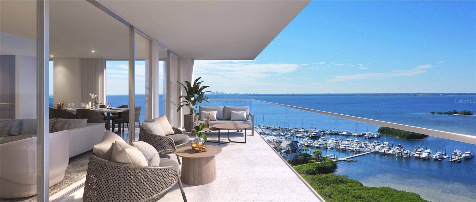 One or more photo(s) has been virtually staged. Under Construction. Introducing AQUA at Westshore Yacht Club on the grounds of the exclusive gated waterfront community in South Tampa. Residence #1402 is a 2 bedroom, 2.5 bath plus a den with 2,319 Sq.Ft. Westshore Yacht Club’s newest residential tower: standing 17 floors, offering 77 luxurious condominium residences with sweeping sunset views and sunrise city views. Secure fob private elevator that opens into your private entry foyer. Interiors boast the finest finishes such as Italkraft premium cabinetry, quartz waterfall countertops, large format porcelain tile, Sub-Zero and Wolf appliances with induction stove top. Wide-open sun filled living and dining rooms with floor to ceiling windows and sliders accessing the West facing terrace, offering amazing sunset and Bay views. Generously sized Owner’s Suite enjoys 2 walk-in closets, spa-inspired Owner’s bath with large walk-in-shower and freestanding soaking tub, private lavatory enclosure, 2 separate vanity locations with premium fixtures. Amenity rich, the building features a rooftop sky pool with bay views and private cabanas, with breathtaking views of Old Tampa Bay, plus a 3rd floor pool with spa, outdoor grilling station and lounge area. Spacious and elegantly appointed club room with conversational seating areas, sports lounge and billiard area and private dining room. State of the art golf simulator, theater with plush seating, private offices, children’s playroom and 2 fully furnished guest suites. Bay Front fitness center on the 17th floor with yoga and spin room. Climate controlled storage for each residence on the same level. Residents and guests will be welcomed by a valet attendant under the covered porte-cochere entrance leading to the residential lobby, with a signature ceremonial staircase that leads to the second floor lounge library. 24/7 staffed lobby, on site property manager and service personnel ensure an effortless lifestyle. Westshore Yacht Club is South Tampa’s premier unique Gated waterfront community, boasting the exclusive members-only Bay Club and Marina, 149 boat slips, two resort style swimming pools, outside Tiki Bar, and indoor fine dining, 806 Sunset bar, Day Spa, fitness center, community, and dog parks. All this and only 30 minutes to the beaches, 15 minutes to downtown Tampa and St. Petersburg, as well as Tampa and St. Pete Airports, and all the restaurants & shopping Tampa Bay has to offer.
AQUA offers a stunning amenity package… Including free-flowing pools, private resident’s lounge, 3 rooftop sky pools, state of the art fitness, private screening room, pickleball in future phases and so much more! This indulgent lifestyle is all included at AQUA. Combining this with an optional membership to the Bay Club, AQUA stands out as one of the most enviable lifestyles in all of Tampa at a price point that can’t be matched by any other development in the Tampa area! For a limited time, Westshore Group is offering a 1 year membership to the Bay Club included in the price, as well as other incentives. Come and explore our sales gallery and take a tour of the last available site at Westshore Yacht Club… Discover the AQUA difference!