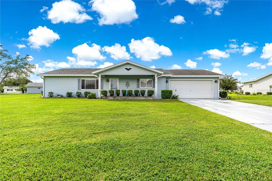 Welcome to Spruce Creek South – a vibrant 55+ gated community in Summerfield, FL! As you walk into This charming 2-bedroom, 2-bath home you will immediately notice the love and attention devoted to the home. You are greeted by LVP flooring and vaulted ceilings. This  home  features a split-bedroom floor plan with spacious living areas in the center and an en-suite bathroom in the primary suite and a guest bathroom on the main corridor by guest bedroom. Enjoy a 2-car garage and a beautifully maintained lot on over 1/4 acre, ideally located at the end of a quiet cul-de-sac with nature-protected green space.
Relax in privacy with minimal traffic, all while being close to the front of the community for quick access to both resident and main entrances. Live the golf cart lifestyle with legal access across US-441 to restaurants, shopping, medical offices, and more...Just minutes to The Villages for entertainment and public amenities.

Community amenities include:
Clubhouse with fitness center, his & her saunas, game rooms, club-house huge kitchen, entertainment stage, billiards and bathrooms in the fitness center, outdoor by the pool and inside by the office. Resort-style pool, spa, outdoors game areas, picnic area
 18-hole golf course, Pro Shop, and on-site restaurant plus more...
RV/boat storage (low fee), softball field, and numerous clubs & events
THE ITEMS IN THE PICTURES DO NOT CONVEY THE HOME IS BEING SOLD UNFURNISHED !

Don’t miss your chance to own a piece of Florida paradise! Call today to schedule your private showing.