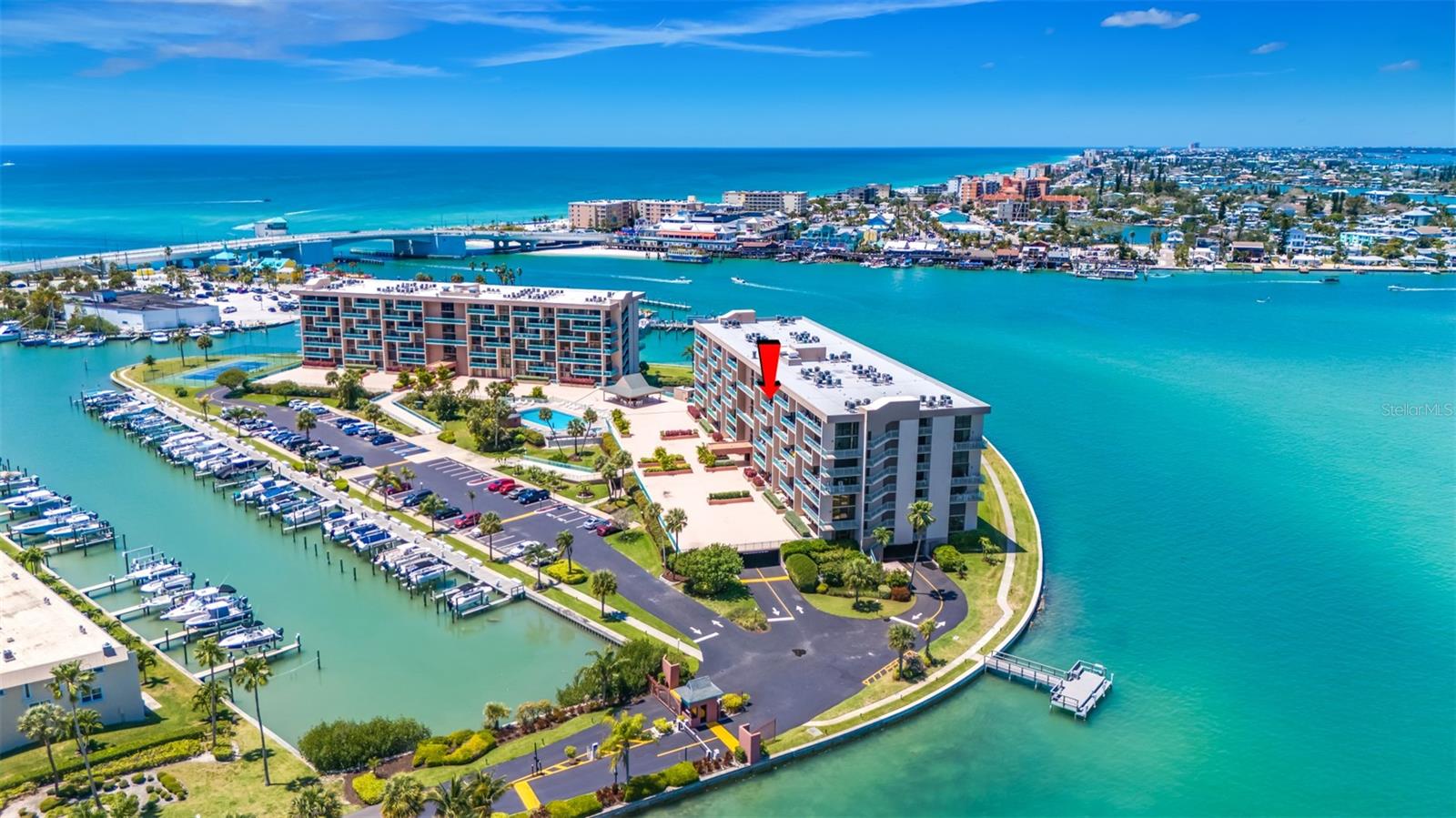This is a RARE, High Floor Condo with PREFERRED Southerly Exposure, and an oversized Balcony, offering PANORAMIC Bay & Gulf Views … 7 stories above parking ... overlooking Key Capri Condo’s Private Marina … in beautiful Treasure Island, FL. … you’ll reside in a GATED, Residential Resort Community with ALL amenities including a Geothermically HEATED (and cooled) POOL; Spa; Fishing Dock; BBQ area; BREATH-TAKING Walking Path around the perimeter of Your Private Island Oasis, overlooking Johns Pass and The Intra Coastal Waterway! …. assigned, Under Building Parking Space (with a Private storage shed); Fitness Center with Men’s and Ladies Saunas and Showers; Pickle Ball / Tennis Court; Shuffleboard; Billiards and Game Room, Social Room; Tiki Hut with wet bar and ice maker; even a Putting Green for you and a Swing Set for the Kiddos! … An unbelievably beautiful “Back Yard” with MORE GREEN SPACE than any condo you are likely to find, as well! …In Unit Laundry Connection … and the list goes on… It’s like being on a PERMANENT VACATION … Common Areas are now getting a Post Milton UPDATE to all Hallways and Common Areas, which will be lovely enhancement upon completion! … NEWER Roof as well… This unit will need new flooring and paint as a start but is priced to reflect the need for some updating … Same owner since 1982 is ready to downsize and allow someone else to enjoy this space …. A WORD ABOUT UPKEEP FEES & RESERVES (aka Maint. Fees) – The Economy of Scale that Key Capri’s 177 units brings actually makes the monthly “Upkeep and Reserves (Maintenance) Fee” a VERY GOOD VALUE … Take out Your $310 Monthly Insurance Costs (includes Bldg + Flood Ins on Bldg + Assn Biz Ins) and your $398 monthly Contribution to Building Structural and Non-Structural Reserves Fund - and THE COST FOR EVERYTHING ELSE IS JUST $$457 /MO! … TRY doing THAT elsewhere, nearby….and HERE IS THE REST OF WHAT YOU GET for your monthly payment: Internet-WIFI and Cable TV, Water, Sewer, Trash, Reclaimed Water, a Secured Gate and Secured Lobby, Fire Alarm / Sprinkler System Upkeep, The Lawn Man, The Pool Man, Landscaping, Building Management and Maintenance Staff, Housekeeping of Common Areas, Elevator Contracts, Pest Control in Common Areas, upkeep of amenities and MORE … Also, COMPARE what a single family home nearby pays for JUST Homeowner and Flood Insurances (often times as much or close to the Upkeep & Reserves Fees here) – and you will “see the value” rather quickly! … This condo is priced at LESS than 1/2 of the cost of just a waterfront LOT or storm damaged nearby home in this area – look at all you get for the $$ … Reserves Fund will increase by $863k+ this year ... signs of a Fiscally Responsible Assn ... Don’t Delay … HURRY and “see the value” here! … Call TODAY!
