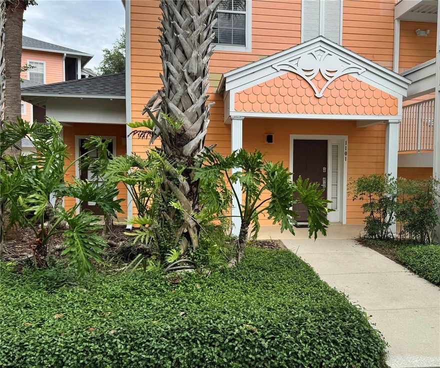 A MUST SEE IF YOU ARE CONSIDERING PURCHASING IN BAHAMA BAY. PRICED TO SELL! Step into this fully furnished,  2-bedroom, 2-bathroom first-floor sanctuary, designed for effortless resort living. Perfect as a short term rental investment property, personal tropical getaway, or a flexible combination of both. The open-concept layout flows seamlessly to your private patio, where you can sip your morning coffee while enjoying a peaceful, relaxing view of the pond. This ground-floor gem offers ultimate convenience with no stairs to climb, making it a highly sought-after option for vacation guests. Nestled within the 24-hour guard-gated Bahama Bay Resort, you are just minutes from Disney World, world-class golf, and luxury shopping, while being steps away from sparkling pools and lush tropical landscaping. Whether you choose to self-manage via Airbnb/VRBO or utilize on-site management, this property is ready to generate income from day one!