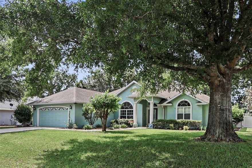Welcome to Majestic Oaks, a friendly neighborhood in SW Ocala with a low HOA fee. There are no age restrictions, making it a welcoming place for everyone. This move-in ready, well-maintained home offers immediate convenience and peace of mind, so you can settle in right away. Step inside to discover vaulted ceilings, a screened lanai with a private automated saltwater pool, a multi-slide patio door that seamlessly opens the house to the outdoors, and a Generac whole-house generator that ensures uninterrupted power during storms or outages. The kitchen includes granite countertops, stainless steel appliances, a breakfast bar, and a breakfast nook. With a low-maintenance vinyl fenced yard and an in-ground sprinkler system, you can unwind to the soothing sounds of birdsong and take in the tranquil beauty of this peaceful retreat. The master suite features a tray ceiling, two vanities, a soaking jacuzzi bath, walk-in shower, and spacious his & her closets. A split floor plan provides privacy for guests, complemented by indoor laundry in a utility room off the kitchen and a two-car garage. Septic serviced 1/26 and Roof 2021.
You’re close to everything here- Publix is less than a mile away, and BJ’s Wholesale Club is coming soon nearby. Plus, the World Equestrian Center is just a few minutes down the road for fun and events.
