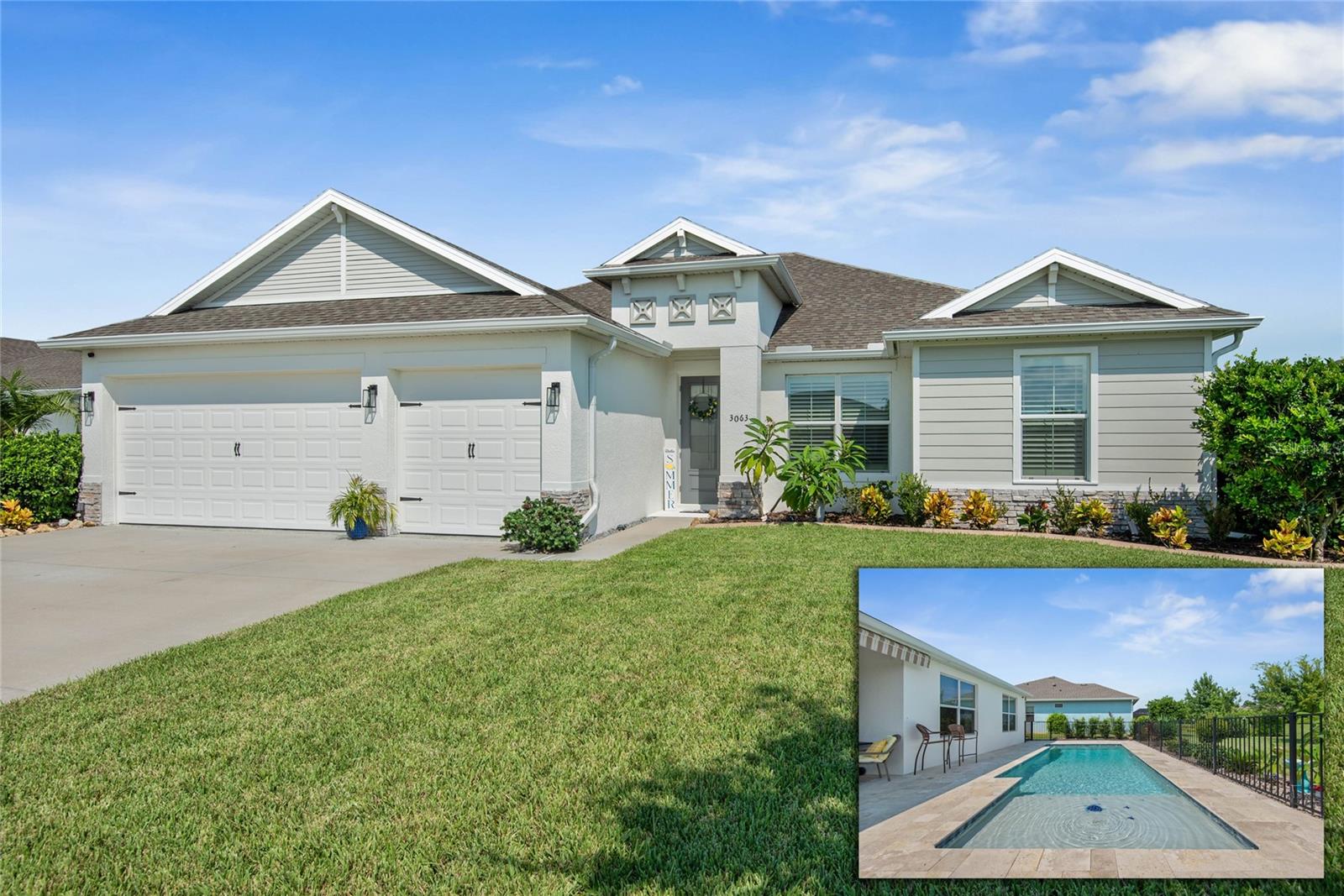 Stunning 4BR/3BA Home in Halifax Plantation! Located on an oversized lot in the coveted Bulow Creek Estates, this custom home offers a 3-car garage, saltwater pool with travertine decking, and luxury upgrades throughout. Features include quartz countertops, 42” slow-close cabinets, LVP flooring, 8’ doors, plantation shutters, custom master closet & pantry, and a dedicated office. Enjoy a retractable awning, pool safety fence, and pre-installed footers for an easy future screen enclosure. An irrigation well with timer ensures a lush, manicured lawn year-round. The 3-car garage with shark coating is oversized to accommodate a full-size truck, complete with attic access. This extraordinary property captures the very best of Halifax Plantation living—luxury, privacy, and timeless design—all in one of Ormond Beach’s most desirable communities.