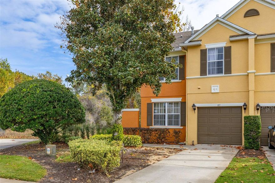 Welcome to Carriage Pointe at Reunion Resort, where resort-style living meets everyday comfort. This beautifully maintained, fully furnished end-unit townhome offers privacy, space, and a prime location directly across from the community pool.

The main level features an open and inviting layout with an upgraded kitchen, complete with granite countertops, wood cabinetry, and stainless steel appliances. The kitchen flows seamlessly into the living and dining areas, creating a perfect space for entertaining. Sliding doors lead to a private porch, ideal for enjoying morning coffee or evening relaxation. A versatile first-floor den and a convenient half bath add flexibility for a home office or guest space.

Upstairs, the spacious primary suite serves as a true retreat, featuring a private balcony overlooking a peaceful conservation area, a walk-in closet, and an en-suite bath with dual vanities, a soaking tub, and a separate shower. Two additional bedrooms, a full bath, a loft area, and an upstairs laundry complete the second level, offering plenty of room for family and guests.

Additional highlights include a one-car attached garage, interior laundry with washer and dryer, and the added privacy of an end-unit location. The home is move-in ready and thoughtfully designed for comfort and functionality.

Located within the gated Carriage Pointe community at Reunion Resort, residents enjoy access to world-class golf courses, resort amenities, and are just minutes from Disney, major highways, shopping, dining, and entertainment. Whether you’re searching for a primary residence, second home, or a short- or long-term rental opportunity, this townhome delivers exceptional value and lifestyle.