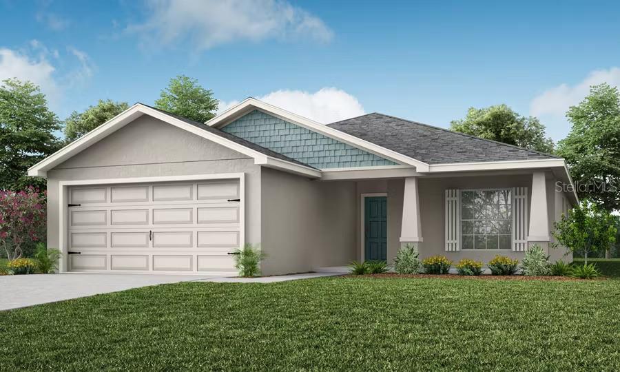 New construction home with 1,545 square feet on one-story including 3 bedrooms, 2 baths, and an open living area. Enjoy an open kitchen with granite countertops, Samsung stainless steel appliances, a walk-in pantry, and a spacious island, fully open to the dining café and gathering room. The living area, laundry room, and baths include luxury wood vinyl plank flooring, with stain-resistant carpet in the bedrooms. Your owner's suite is complete with a walk-in wardrobe and a private en-suite bath with dual vanities, a tiled shower, and a closeted toilet. Plus, enjoy a covered lanai, 2-car garage, custom-fit window blinds, architectural shingles, energy-efficient insulation and windows, and a full builder warranty. "Please note, virtual tour/photos showcases the home layout; colors and design options in actual home for sale may differ. Furnishings and décor do not convey.”