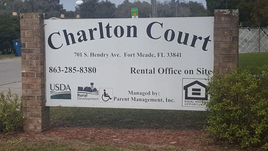 Charlton Court is a 49 unit family apartment complex consisting of(24) one bedroom and (25) two bedroom units. It is located in Fort Meade, Florida between Bartow and Sebring. The units were constructed in 1986 and are in good condition. There is currently on-site management and the property is in the USDA 515 housing program. See the attached criteria for USDA sale requirements. Current owners and new buyer must comply with USDA 515 program regulations. Local non-profit organizations and public agencies have priority over regional and national non-profit organizations and public agencies.