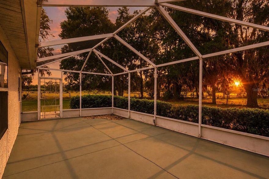 Welcome to Royal Oak Estates, where low-maintenance living meets peaceful Florida sunsets. This rare 3-bedroom, 2-bath villa-style home offers a layout that stands out from the typical 2-bedroom floor plans found throughout the community, giving you the extra flexibility buyers are searching for, whether it's for guests, a home office, hobby room, or additional living space.

Positioned to capture beautiful sunset views over the neighboring pastures, this home offers a setting that feels far more private and open than many similarly sized properties in the area. Oversized rear views create the perfect backdrop for relaxing evenings, morning coffee, or entertaining guests while enjoying the changing Florida skies.

Inside, the functional split-bedroom layout provides comfortable everyday living with easy-maintenance spaces designed for convenience and simplicity. The covered parking space adds protection from the Florida sun and weather, while the villa-style design keeps exterior upkeep manageable.

Residents of Royal Oak Estates enjoy access to a community pool and community center, creating opportunities for social gatherings, activities, and an active lifestyle without the high-maintenance demands of larger communities. Conveniently located near shopping, restaurants, medical facilities, and major roadways, this property combines affordability, functionality, and lifestyle appeal in one of Leesburg’s established communities.

Whether you're searching for a primary residence, seasonal Florida retreat, or downsizing opportunity without sacrificing an extra bedroom and peaceful views, this home offers a unique combination rarely available in Royal Oak Estates.