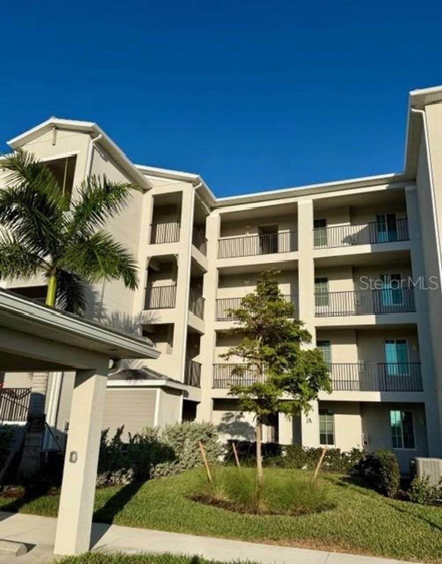 Fourth floor condo available with one of the best views of Wellen Park Golf and Country Club - complete with a transferable golf membership! Overlooking both the first and tenth holes, this prime location is just steps from the Golf Pro Shop, resort-style pool, tennis courts, Tiki Bar, and a full suite of amenities. Perfectly situated and beautifully maintained, this condo puts you walking distance at the heart of it all.  This 2-bedroom, 2-bathroom condo offers a bright, open layout designed for both relaxation and everyday living.  From the moment you enter, you’re greeted with natural light and a warm, inviting atmosphere. The spacious living area flows seamlessly into a modern kitchen featuring stainless steel appliances, ample cabinetry, and a large island perfect for entertaining.  The owner’s suite includes a private en-suite bathroom and generous closet space.  Step out onto the screened-in lanai and enjoy one of the best views in the community — a direct, unobstructed look right down the golf course.  Whether you’re savoring your morning coffee or winding down in the evening, this view delivers a true resort-style experience.  As part of Wellen Park Golf & Country Club, residents enjoy resort-style amenities, a vibrant social atmosphere, and close proximity to Downtown Wellen Park.  Golf membership can be transferred to guests with a one-time transfer fee, giving you full access to the exceptional golf lifestyle the community is known for.  Available for the months of January and April.  Also available in the off-season, or annually starting in April.  Please call for pricing!  Queen sleeper sofa in living room.  No smoking, vaping or pets allowed.
