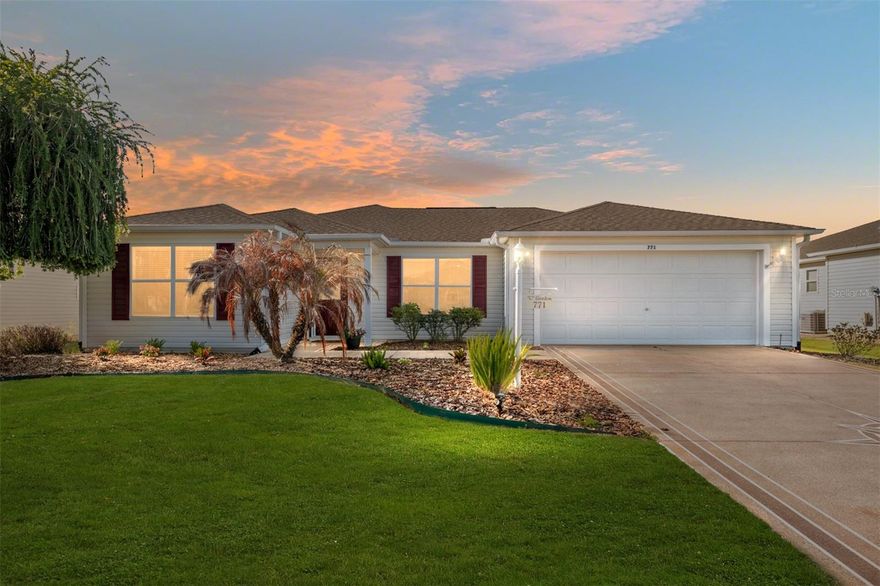 ZERO BOND BALANCE

Welcome to this beautifully maintained Sand Dollar model (2BR/2BA | 1,275 sq ft) located in the highly desirable Village of Sanibel in The Villages, Florida—one of the community’s most centrally located villages for golf, recreation, and shopping.

Step inside and immediately notice the vaulted ceilings and bright open layout complemented by soft designer tones with warm swirls of browns and neutrals that create a calming and sophisticated atmosphere throughout the home. The spacious kitchen offers abundant counter space, granite countertops, and extensive cabinetry, making it ideal for everyday living or entertaining guests.

The split-bedroom floor plan provides excellent privacy, and a pocket door separates the guest suite—perfect for visiting family and friends. Both bedrooms feature ceiling fans and generous closet space, while the owner’s suite includes a large walk-in closet and a double-sink vanity with a glass-enclosed shower.

One of the home’s rare features is the indoor laundry room with a window, bringing in natural light—something not often found in this model. Additional storage throughout the home ensures everything has its place.

Relax year-round in the enclosed lanai featuring roll-down blinds and a portable air-conditioning system, creating a comfortable bonus living space. Just outside is a grilling patio pad, ideal for outdoor cooking and enjoying Florida evenings.

Additional highlights include:

• 2-car garage
• Large closets and excellent storage
• Indoor laundry room
• Vaulted ceilings for an open airy feel
• Enclosed lanai with climate flexibility

Prime Village of Sanibel Location

Living in Sanibel places you close to some of the most popular amenities in The Villages:

• Sanibel Recreation Center – approx. 0.6 miles
• Sanibel Adult Pool – approx. 0.6 miles
• Bonifay Country Club & Championship Golf – approx. 1.4 miles
• Evans Prairie Country Club – approx. 2 miles
• Colony Plaza Shopping Center – approx. 2.5 miles
• Brownwood Paddock Square Town Center – approx. 3 miles

Nearby recreation includes championship golf, executive golf courses, pickleball, tennis, swimming pools, walking paths, and nightly entertainment at Brownwood Paddock Square.

Why Buyers Love the Village of Sanibel

Sanibel is known for:

• Beautiful oak tree landscapes and quiet streets
• Central access to both Lake Sumter Landing and Brownwood Town Squares
• Quick golf cart access to restaurants, shopping, medical offices, and recreation centers
• Proximity to multiple championship and executive golf courses

If you're searching for a move-in ready home with NO BOND in one of the most convenient locations in The Villages, this Sand Dollar model delivers comfort, space, and the true Florida lifestyle.

Ad Valorem Taxes:  3,591 (with homestead)
Non-Ad Valorem:  1627.74
Ammenity Fee per month:  $204.00