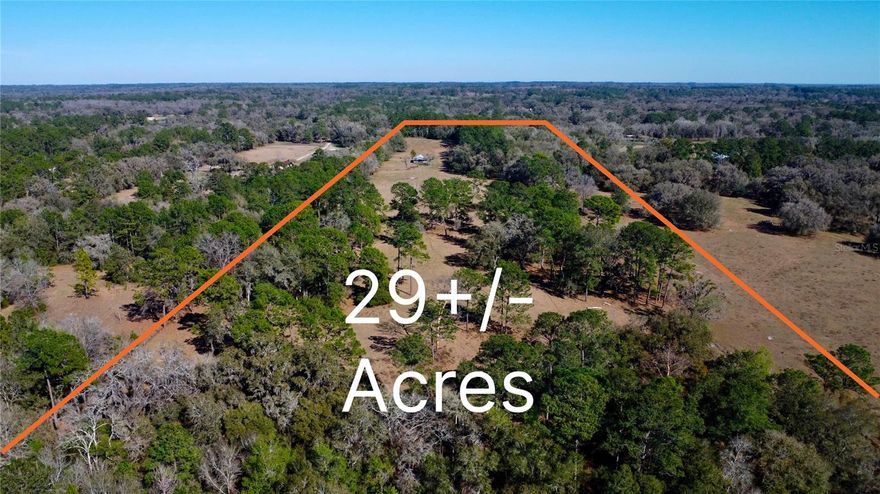 29 +/- acres in the northwest part of Marion County's horse country. The property features a complement of pasture and beautiful mature pines, live oaks and cedar trees. Osceola turkey and whitetail deer frequent the land.  A number of cow calf pairs graze the pasture grass amongst a hodgepodge of old fence lines that sometimes follow the property boundary lines. 

On the western end, large limestone boulders were once collected and placed under the shadows of large live oak limbs that suspend low off the forest floor.

An old wooden barn with seven stalls and a tack room still stands along with a storage shed.  Sunlight comes in through the barn roof in several places where the tin panel roof sections once gave shelter to horses.

There's a gentle roll across this land that gradually slopes down to the east.  Old fat pine logs, also referred to as "lighter knot," are scattered around the property.  When tucked under split oak, these make excellent fuel for bonfires.  

Surrounded by hundreds of established farms and situated within the renowned Farmland Preservation Area, this property offers an ideal blend of seclusion and convenience. It’s an easy drive into Ocala with the promise of peace and quiet when you return home! This is an excellent opportunity to secure a personal sanctuary in one of Marion County’s most desirable equestrian areas. Just a 15-minute (10.6-mile) drive to the World Equestrian Center, 7 minutes (3.6 miles) to HITS Winter Circuit, and 17 minutes (10.6 miles) to The Shops at Foxwood (Publix, Starbucks, Gold’s Gym, and more).