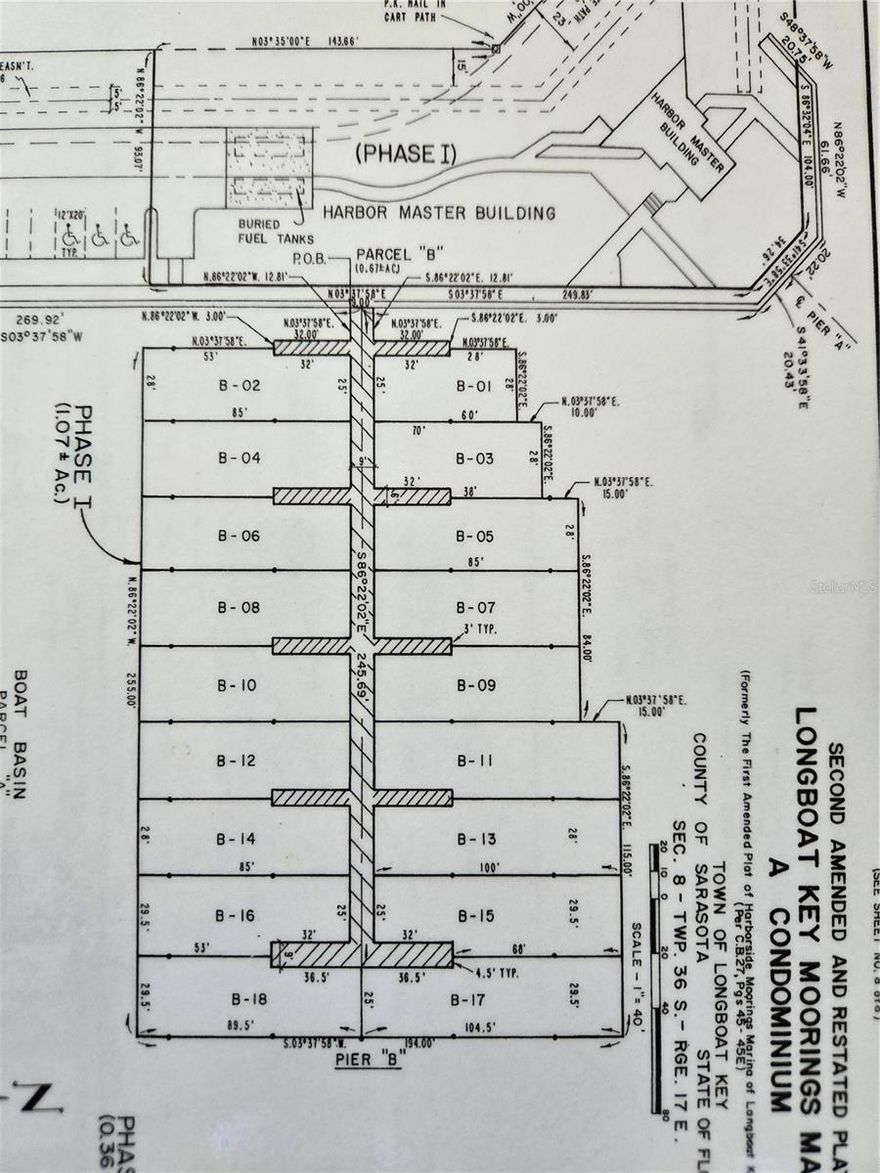 An easy access slip with the views to along with the superb amenity package, Slip B-13 at Longboat Key Club Moorings Marina provides one of the most desired locations as a Yacht Club Member slip in the Marina. With the slip measuring 100 x 28, and a usable beam of 25 feet and a long and extra wide finger pier. This location provides close proximity to the hospitality room and Pool. The Longboat Key Club Moorings Marina is a World Class deep water marina providing direct access to Sarasota Bay and ICW. Yacht Club membership at the Longboat Key Club Moorings provides members access to the private clubhouse, which is well appointed with TV, conference room, private pool area, outside seating and tables, grill, and bathhouse all in a relaxing atmosphere. Additionally, the Longboat Key Club offers multiple restaurants, world class tennis and golf facilities, fitness center, with spa and beach access. The Marina is also located within close proximity to Publix, CVS, and world class shopping at St. Armand's Circle. The longest vessel this slip will accommodate is 80 feet. Beam dependant on the vessel type and measure. Membership in the Longboat Key Club is required