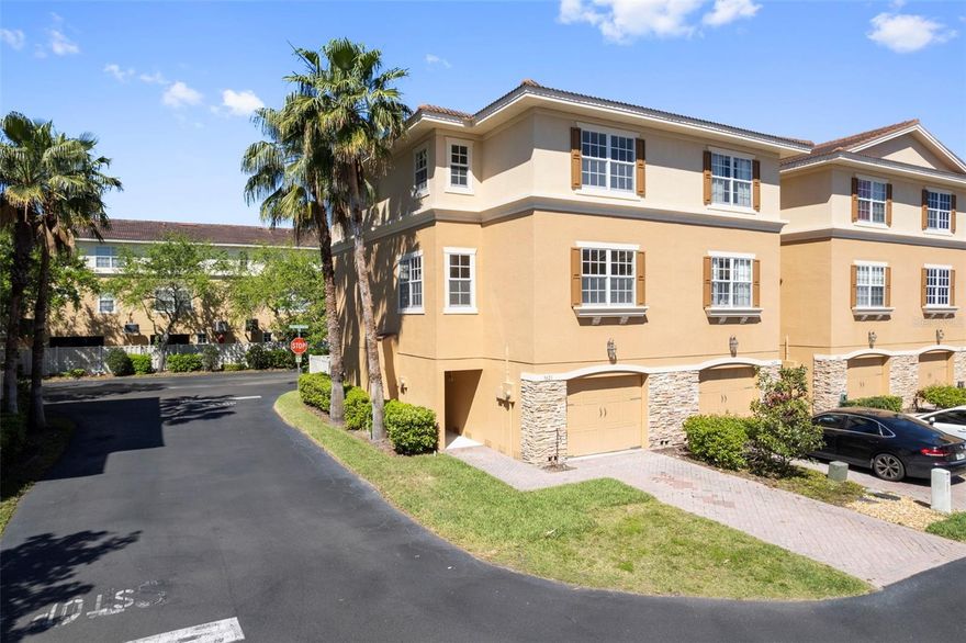 One or more photo(s) has been virtually staged. Well-maintained - One owner purchased in 2007' - 3BR/3BA, END UNIT Townhouse is in a gated community. END UNITS offers extra windows on one side providing natural light throughout each floor with beautiful breezes. Ground level gate entrance, accessing a one-car garage, an oversized storage room, with additional storage under the steps and a screened Florida room/ Lanai leading to a maintenance-free private paved yard enclosed by a 6’ fence.  Private Elevator accessing all floor.  The second level replaced carpet with laminate flooring throughout the living room, dining room, and bedroom, also included a full bath. A spacious kitchen offering tile flooring, Corian countertops with a breakfast bar & seating, all brand-new stainless-steel appliances. The third level has two large bedrooms, each with its own ensuite bath and walk-in closet, and conveniently located laundry closet. Two community pools (one heated), a fitness center, beautifully maintained grounds, HOA fee includes: Gulf Harbors Private Beach Club Membership, Cable, Internet, two pools, and fitness.   Gulf Harbors beach Club offers cabanas, grills, bathroom, table and chairs, showers.  Events are held at the beach club such as outdoor concerts with activates.  Near buses, downtown Historical New Port Richey with restaurants and entertainment venues.  Mins to stores and beaches.  Tampa Airport about 50 mins away.  Disney about 2 hrs away give or take.