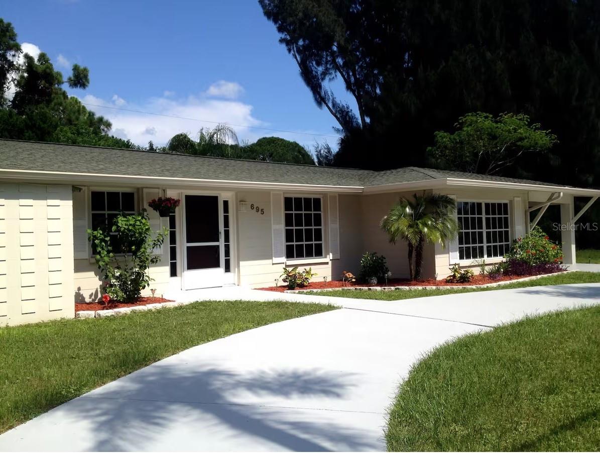 This fully furnished, move-in-ready home is ideal for those seeking a hassle-free, long-term rental with modern upgrades, proximity to beaches, and a serene lifestyle. Move right in with this fully furnished home featuring a bright open-concept living room, kitchen, and dining area, perfect for seamless living. The home includes 3 spacious bedrooms and 1 1/2 beautifully updated bathrooms, fully equipped with stylish furnishings and all the essentials for your comfort. King size beds in the master bedroom and 2nd bedroom and queen size bed in the 3rd bedroom. Luxurious kitchen decked out with granite countertops and stainless steel appliances. Large windows allow for plenty of natural light. There is a TV in the master bedroom, dining area, as well as the living room. Enjoy your morning coffee sitting at the breakfast bar between the kitchen and living room. The extra large lanai is the perfect place to entertain or just relax. Inside laundry room with a washer and dryer makes daily chores a breeze. Nestled in a quiet neighborhood, this property is fully fenced for privacy.
You will love the location of this home, less than 10 minutes to the beach, across the street from South Venice Ferry, and 1 mile to Shamrock Park and minutes to restaurants and shopping along Tamiami Trail.
