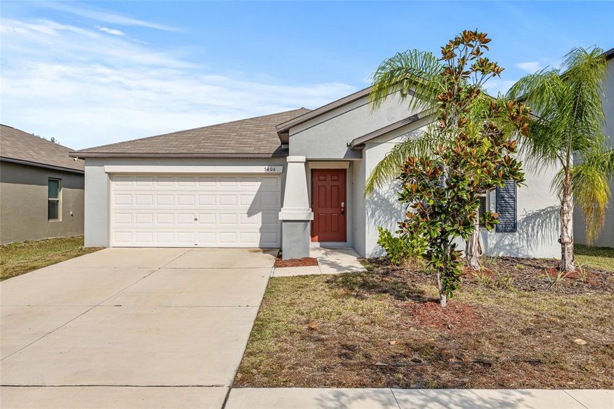 Welcome to the pristine Leisey Community in Apollo Beach. This well-maintained, LIKE NEW (2022), single-family home features 3 bedrooms, 2 bathrooms, and a 2-car garage on a premium lot. Priced competitively within the community, this immaculate home offers ample space for entertaining family and friends. LOW HOA and NO FLOOD ZONE. Residents of Lynwood enjoy resort-style amenities, including a sparkling community pool, playgrounds, walking trails, and beautifully maintained common areas that promote relaxation, recreation, and connection. This neighborhood provides more than just a place to live; it offers a vibrant lifestyle. As you enter the home, the light and bright foyer and hallway lead to two bedrooms and a bathroom on your right. Just ahead, you'll find the spacious family room, open kitchen, and master suite. The kitchen is a highlight, featuring granite countertops, stainless steel appliances—including a gas range—a large island or breakfast bar, a huge walk-in pantry, and a tankless water heater. It seamlessly opens to a generously sized family room with tile flooring throughout and high ceilings. The split floor plan ensures comfort and privacy for all household members. Enjoy countless evenings entertaining guests in the fully fenced backyard. The spacious laundry room features a washer and dryer for added convenience. Fresh sod will be installed on Monday. Conveniently located near top-rated schools, shopping centers, dining options, and two international airports—just a short 20-30 minute drive—this home offers exceptional comfort and convenience. Every aspect of this property is designed for the modern family that values quality, efficiency, and community. Please make your appointment today. This home is available for a quick closing, and the seller is willing to assist with closing costs upon acceptance of an offer. Some pictures were virtually staged.