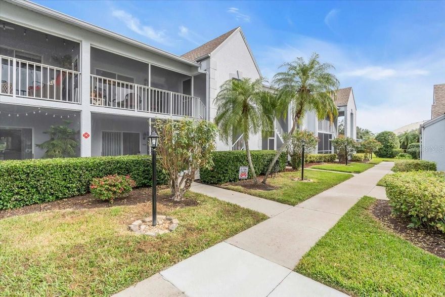 What is a Golfer's dream?  To play golf whenever in their back yard, of course! How about one even better, play golf anytime at the newly refurbish golf course, enjoy a private restaurant for owners and guest only,   enjoying the country club lifestyle in Tara Golf & Country Club.  SELLER HAS REDUCED THE PRICE BY  $15,000!!!  Turn-key with everything you need, except your golf clubs, personal items and a toothbrush! So conveniently located, right off 75, where one exit south gets you to UTC Mall, and Sarasota Airport.  Go north, less than an hour, to Tampa/St Pete area where there is professional sports teams, theaters, cruise ship terminal, and much more! This turn-key second floor veranda, offers beautifully decorated furniture, with elegant artwork, complete household goods, and a view over the 7th green.  The kitchen has nice cabinets that offers pull out shelving, both bathrooms have been updated.  Wonderful dining room table with 18 chairs for those evening when the whole gang shows up for dinner!  In the evening relax, sit out on your lanai with a cool beverage watch golfers, and wildlife. The lanai can also be another place for overnight guests, the sofa is a pullout bed, the shades, including the skylight can be drawn for privacy and darken  the room. The guest room is conveniently located opposite of the primary suite, with a full bath steps outside the door.  The primary bedroom with a bay window, has two large closets, bathroom has shower, with  remodel vanity and sink area.  
High vaulted ceilings give the depth to make the living area seem much larger. There is a front porch overlooking the Veranda landscaping, lots of room to sit out there with your morning coffee.  And the lanai at the back of the unit is plenty large enough for entertaining.  
The Veranda has a Class A membership, which means the golf/country club conveys with the title.  There will be a $5000 resale capital contribution at closing if new owners are not already members of Tara G&CC.  $527 a month is for your golf/country club amenities.  The annual Tara Master fee provides premium cable internet, WIFI from XFinity.
The Verandas are one of the more popular communities in Tara, well managed, roof is only 3 years old, recently painted, and blacktopped the parking area.  The one car garage has storage areas for bikes.  Open parking is plentiful for guests.  The Veranda community pool offers privacy, and bathrooms.  Someday you may want to go to Tara's main pool where there is Nancy's Snack Shack, enjoy lunch around the pool.  Volleyball and water aerobics a couple of times of week, available to only Tara residents.  Pickleball, a popular sport. Tara is in the process of building a racquet center with 5 courts just down the street from the Verandas.  Bocce ball, leagues are formed to play, lots of fun!  Maybe you are more content to be in the Clubhouse for bridge, or mahjong, book clubs, crafts, you name it, probably being offered at Tara G&CC.
This Veranda townhouse is one to see!  Dreams do come true;  bring your clubs, some personal things- and you are ready to move in!  Motivated Seller, who is returning overseas. Let's make a deal!!
