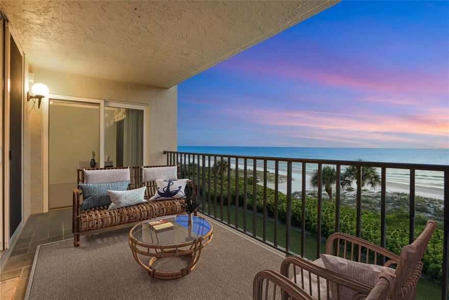 One or more photo(s) has been virtually staged. Welcome to this oceanfront paradise at Veinte! This condo offers the ultimate beachfront living experience with breathtaking panoramic unobstructed sunset views, direct beach access, and directly across the street from the only grocery on the island. Unit 304 is a beautifully renovated 3-bedroom, 3-bathroom corner residence boasting 2,180 square feet of well-designed living space. The spacious living area is bathed in natural light with large recently replaced windows that showcase the mesmerizing ocean views. The airy balcony is the perfect space for enjoying your morning coffee or hosting intimate gatherings with friends and family, or to simply let the gentle sea breeze envelop you as you soak in the tranquility of your surroundings. The thoughtfully laid out kitchen boasts a stylish trey ceiling and has been updated with modern appliances and finishes that will appease any culinary enthusiast. Prepare your next delicious meal while enjoying the stunning ocean views right from your kitchen. The renovated primary suite is a true oasis of relaxation. Wake up to panoramic views of the ocean and savor every moment in this serene retreat. The en-suite bathroom offers a spa-like experience with its luxurious free standing soaking tub, separate spa shower with luxurious finishes. It's the perfect place to unwind after a long day on the beach or exploring all that Longboat Key has to offer. With dimensions of 18 X 18 Feet, the second bedroom is very large and inviting for guests or family members with its own en-suite bathroom with double vanity. A rare gulf front opportunity of a third bedroom in an oceanfront condo offers you the flexibility for a bonus room or office as well as a third full bathroom with a third full bath. Built in 1979, this building was designed to last, offering a Fortress of Solitude! This structure offers a well designed building that provides every owner extra thick walls and floors that make the units very quiet. Residents of this condo community enjoy exclusive access to private amenities. Take advantage of the on-site tennis courts for some friendly competition, or head down to the pool area to cool off on those warm Florida days. The beautifully landscaped grounds create a serene atmosphere that enhances your overall living experience. The Unit also includes a covered reserved parking spot. With so many opportunities close by, you can take full advantage of shops, dining, and entertainment, or enjoy a bike ride along the scenic trails, and simply unwind on the beach with a good book. With easy access to St. Armand's Circle, you're just minutes from some of the best restaurants and shopping Sarasota has to offer. This residence is also 1.5 miles away from the newly appointed St. Regis Longboat Key Resort. Once completed, the St. Regis will offer multiple restaurants open to the public including CW Prime Steak Seafood, a classically inspired piano bar, and the St. Regis Grille, for all day cuisine.  It's more than just a home; it's a lifestyle that will rejuvenate your senses and provide endless moments of joy and relaxation. Contact us today to schedule your private viewing and immerse yourself in the beauty of beachfront living.  One or more photos have been virtually staged.