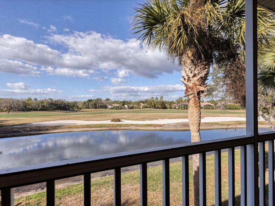 FORMER MODEL TWO BEDROOM CONDO AT LAKEWOOD RANCH COUNTRY CLUB! 2nd Floor with 2 Bedrooms, 2 Baths & 1 Car detached Garage. Foyer entry to One Floor condo, Tiled floors throughout Living Areas. Bay window Eat-in Kitchen area, Upgraded Wood Cabinets, SS Appliances, Corian Counters. Breakfast Bar opens to Combination Dining Room & Living Room with Vaulted, Beamed Ceilings. Designer notes like Wainscoting on Walls, Crown Moldings, Tray Ceilings & Beams. Sliders Open to Spacious Balcony with Golf Course & Lake Views. Tiled Floor, Water spigot for your Plants, & Door Access to Primary Bedroom. Tray Ceiling, Golf course Views from Bedroom plus 2 Walk-in Closets. Bath has Dual Sinks, Step-in Shower. 2nd Bedroom with Wainscoting, & 2nd Bath has doors to both Hallway & 2nd Bedroom. Laundry Room with Washer & Dryer. Seldom Occupied over the years, Furnishings have been maintained & are Included. Gated Boca Grove has Resident only Gate on University Parkway, as well as access to 4 other Gates to LWR CC. All New Roofs done & paid for. Community has Clubhouse for Gatherings, Heated Pool & Spa. Memberships to LWR CC Golf, Tennis, Jr. Olympic Pool, Athletic Center are available to join.