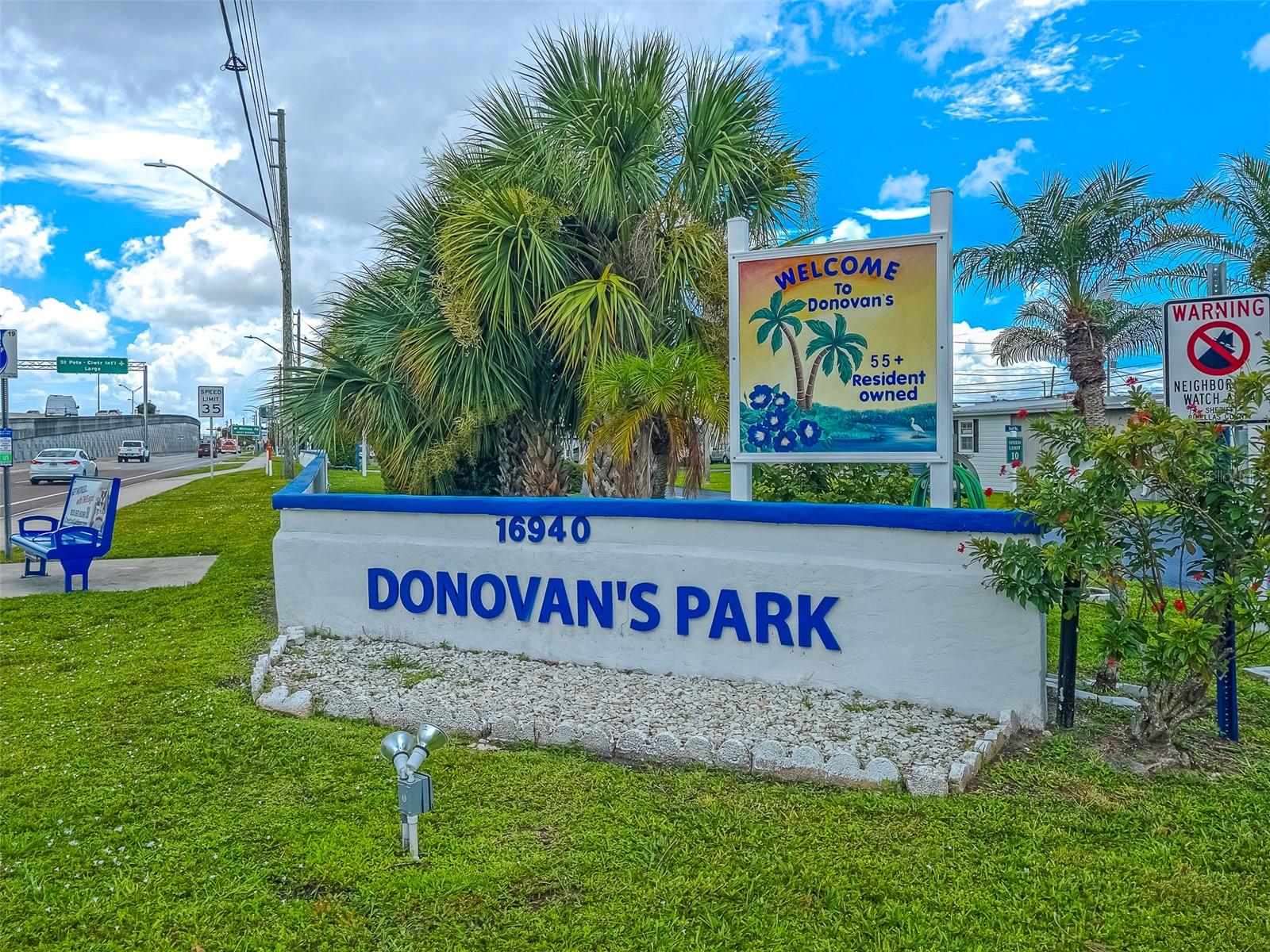 Donovan's Park is a 55+ mobile home cooperative community where the residents own the land! Lot 244 overlooks a serene pond and is a short walk to the pool. This is the perfect place to put your new single-wide mobile home and begin making beautiful memories. A home that is 14’X52’ can be placed on the lot. Water, sewage and electric hook up are available at the lot. Low monthly fee covers ground maintenance, water, sewer, trash, recreational facilities as well as escrow reserves fund and common area taxes. This prime Clearwater location is close to shopping, Tampa International, wonderful restaurants, golf courses and of course, beautiful beaches.