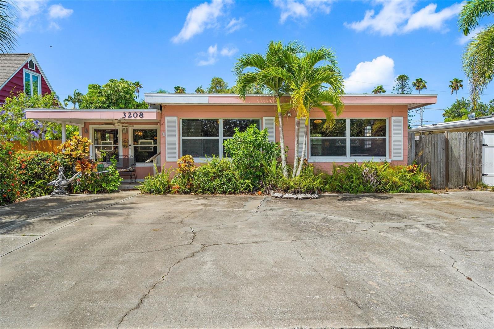 The Beach and The Don Ce Sar Resort are calling your name - don't miss this call! Pass-a-Grille is just a little bit down the road from your new Beach Place (but you are closer to Publix and the Interstate than they are - AND the prices here are MUCH better!!!) ... This Old Florida / Mid Century- Style home boasts gleaming terrazzo floors throughout most of the main part of home - and 3 good sized bedrooms with 2 full baths - INCLUDING an en-suite Master Br and Bath combo! ... DETACHED GARAGE with alley access ... 128' DEEP Lot - allows for some GREAT "outdoor living area" - tropical landscaping already started! ... you'll also be STEPS to a BAY ACCESS and waterfront walking and bike path that will take you UNDER the Bayway Bridge if you are traveling on bike or foot to points north... great beach location for commuters wanting quick access to I-275 .... a public Boat ramp is VERY Close by and residents of this subdivision have a kind of special Beach Access to use .... Life can be a "Real Beach" every day if you're lucky enough to make this house your home! Come "See the Value" and HURRY on this one!!