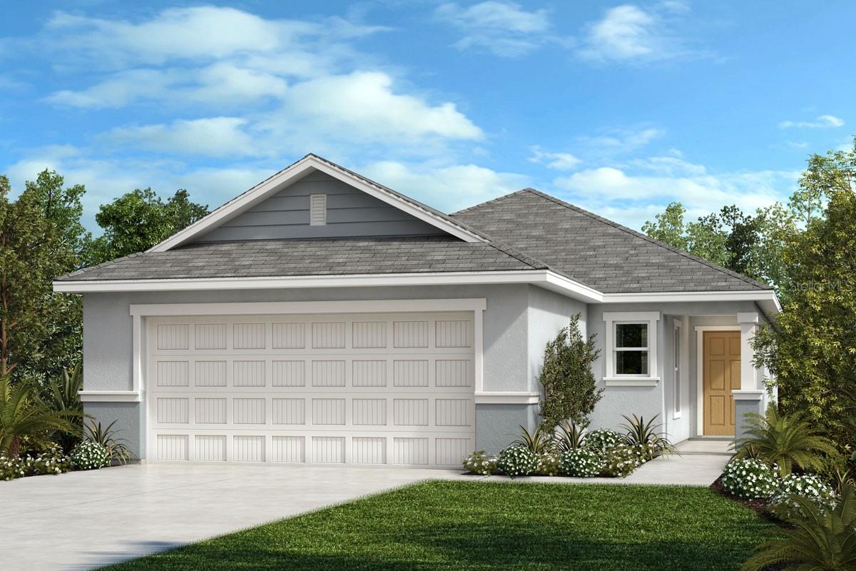 This captivating single-story house is ready for you to own! As you enter, you will be greeted by stunning tile located throughout the common and wet areas. Located at the front of the home, are 2 secondary bedrooms each complete with a sizeable walk-in closet. The open concept kitchen and great room featuring volume ceilings. The upgraded kitchen includes granite countertops, an island with a flush breakfast bar, 36-in. upper cabinets, and a stainless-steel Whirlpool® appliance package. Positioned at the rear of the home for added privacy, is the primary bedroom with a connecting bath that includes a linen closet, a walk-in shower with seat and tile surround, and a dual sink vanity with laminate countertops.