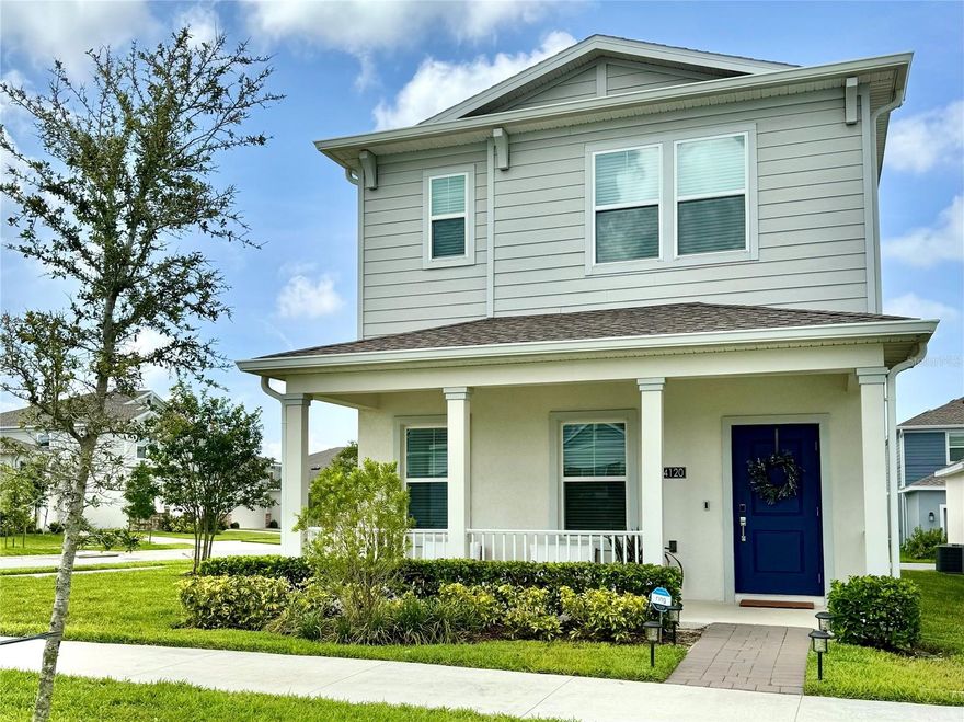 Welcome to Golden Orchard, where newer construction, community amenities, and polished design come together in one of Apopka’s most desirable north-corridor neighborhoods. This former model home offers 3 bedrooms, 2.5 baths, and an open-concept layout designed for everyday living and easy entertaining. The main level features expansive tile flooring, a bright designer kitchen with white counters, stainless steel appliances, stylish pendant lighting, and a large island that opens seamlessly to the dining and living spaces. From the covered front porch to the warm neutral finishes throughout, the home feels clean, current, and truly move-in ready.
Upstairs, the spacious primary suite is complemented by modern baths, generous natural light, and excellent storage, including a Custom Built walk-in closet. Every room shows thoughtful care, and the overall presentation reads far above typical builder-basic inventory. The Solar System will keep your energy bill very low!  Only steps from the Wyld Oaks Development that will include Restaurants, Shopping, Hotels and much more.  Residents enjoy access to community amenities and convenient proximity to all of Central Florida via immediate access to 429.  Rock Springs 10m, Wekiwa Springs State Park 25m, Winter Park 25m, Orlando 30m, I-Drive and Disney Springs 38m, and Mount Dora is 14m all due to easy access to major commuter routes throughout Florida.