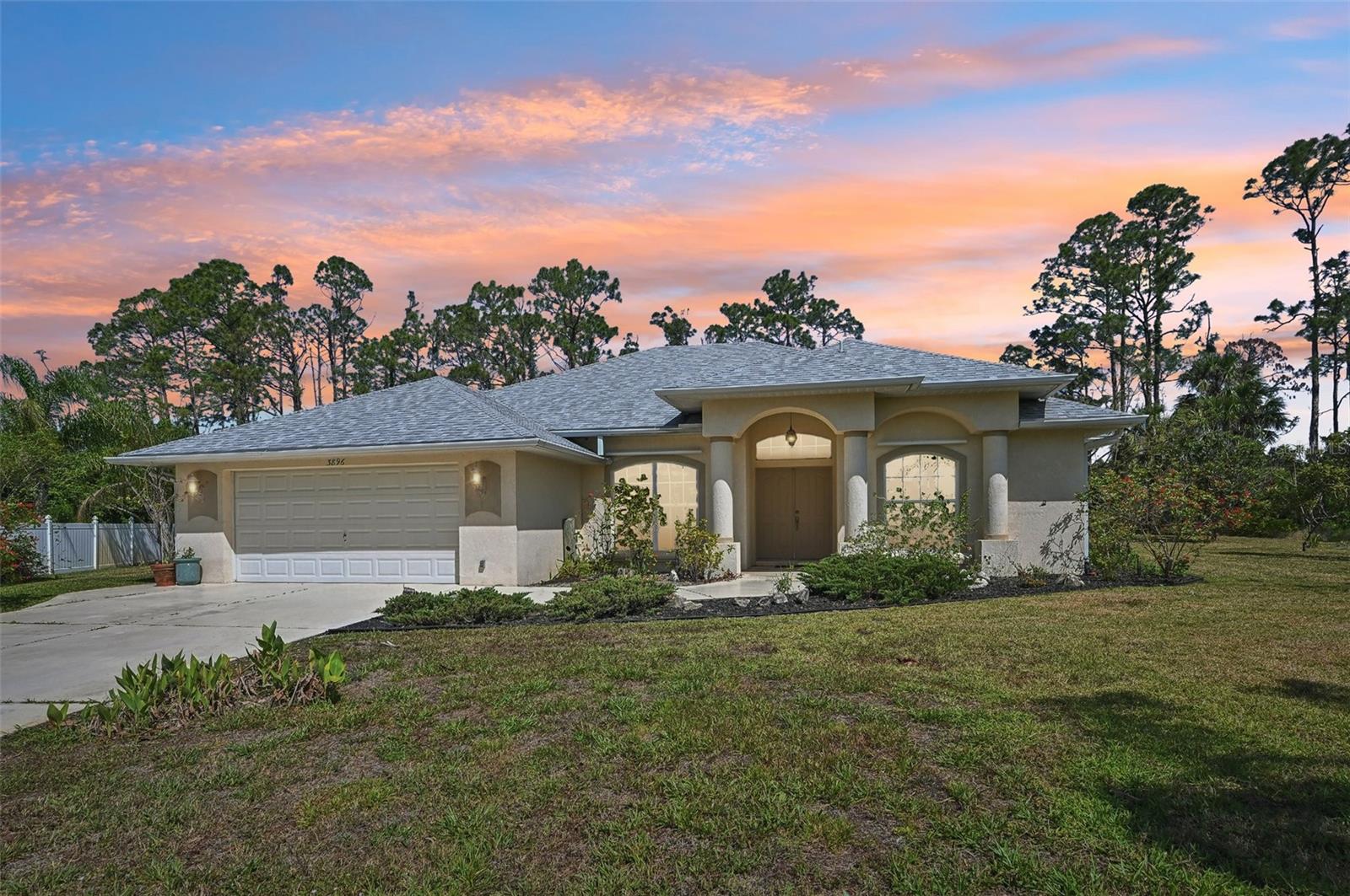 Welcome to your dream home—a stunning 2,500 square foot sanctuary that blends elegance, comfort, and serenity in perfect harmony. Nestled on a tranquil canal and set on a generous half-acre lot, this four-bedroom, three-bath home is a rare find that offers both space and style.As you step inside, you're immediately greeted by soaring high ceilings that create a sense of airiness and grandeur throughout the home. The custom layout is both functional and inviting, with each room flowing effortlessly into the next. Whether you're entertaining guests or enjoying a quiet evening at home, every corner of this house feels thoughtfully crafted. Freshly updated with modern paint tones that enhance its warmth and charm, the interior feels fresh, contemporary, and move-in ready. A newer roof adds peace of mind and long-term value, ensuring this home is not only beautiful but built to last.
Outside, the half-acre lot features a huge, screened lanai, and provides ample space for outdoor living, gardening, or even a future pool—while the canal adds a touch of waterfront magic for kayaking, right in your backyard.
This home isn't just a place to live—it's a lifestyle. Come see what makes it so special.