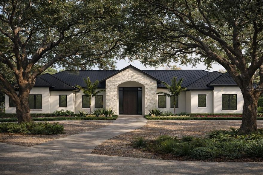 One or more photo(s) has been virtually staged. Currently undergoing a complete luxury transformation by MRCELA Custom Homes, this Lake Nona estate is being reimagined into a residence that lives like new construction, with an anticipated completion date of June 2026. Thoughtfully redesigned from the ground up, the home will feature a striking modern façade with a charcoal standing-seam metal roof, refined limestone accents, updated windows, and elevated architectural details that significantly enhance curb appeal.
The expanded floor plan offers approximately 4,400 square feet of refined living space, including a completely reconfigured interior and an enlarged kitchen that opens seamlessly to the main living area for a bright, modern flow. Every finish throughout the home has been curated to reflect new-build quality, with premium materials, luxury appointments, and a sophisticated design aesthetic that elevates every room.
The outdoor environment is equally impressive, highlighted by a new resort-style pool and integrated spa, redesigned hardscaping, and clean contemporary landscaping that complements the home’s modern architecture. Once completed, this fully modernized estate will stand as a rare offering within the prestigious Lake Nona Golf & Country Club—showcasing timeless Florida living with the craftsmanship and design excellence of MRCELA Custom Homes.