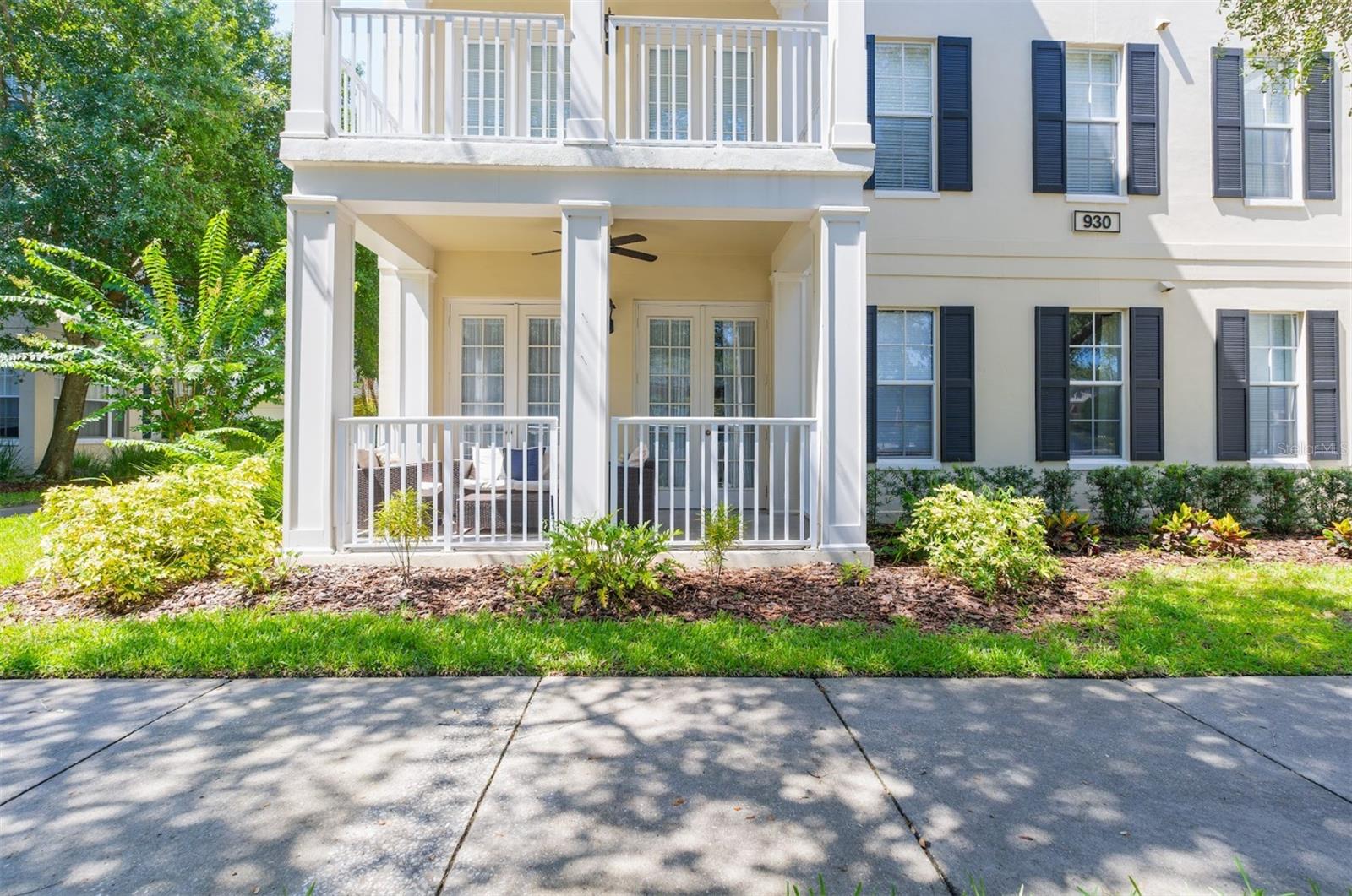 DISNEY WORLD AT YOUR DOOR STEP! Wonderful first floor condo directly across from Celebration South Village Pool & Park. Recently painted in neutral colors this 2 bedroom PLUS Den/Office 2 bath is very light and bright. French Doors leading out to the balcony from both the Living Room and the Master Bedroom. This condo has split bedrooms with a spacious Master Bedroom that has a tray ceiling. The Master bath has double sinks & master bedroom has a very large walk-in closet. The kitchen features Coriancounter tops, pantry, breakfast bar and a tile back splash. There is also a one car garage that is included.