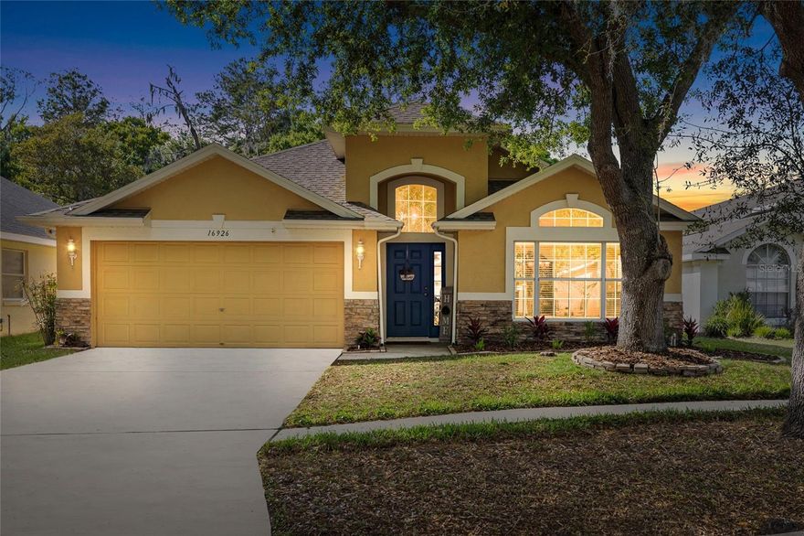 Welcome to this beautifully maintained 4 bedroom, 2 bathroom home offering 1,975 square feet of comfortable living on a large fully fenced private conservation lot in highly sought-after FishHawk Ranch. Thoughtfully designed with a split-bedroom floor plan, this home also offers flexibility for a 3 bedroom plus flex space setup, ideal for a home office, playroom, or guest space. Tall ceilings and an open-concept layout create a bright, spacious feel throughout the main living areas, perfect for everyday living and entertaining. The interior has been freshly painted in 2026, giving the home a clean, updated feel throughout. The updated kitchen features granite countertops, stainless steel appliances, and ample cabinet and counter space overlooking the main living and dining areas. Both bathrooms have been tastefully updated, while newer wood flooring adds warmth and style throughout the home. Major improvements include a new roof in 2022 and AC replaced in 2020, offering peace of mind for the next owner. Step outside to enjoy the large fully fenced backyard with no rear neighbors and peaceful conservation views, creating a private outdoor retreat. Located in sought-after FishHawk Ranch with access to top-rated schools, community pools, parks, trails, and exceptional neighborhood amenities.