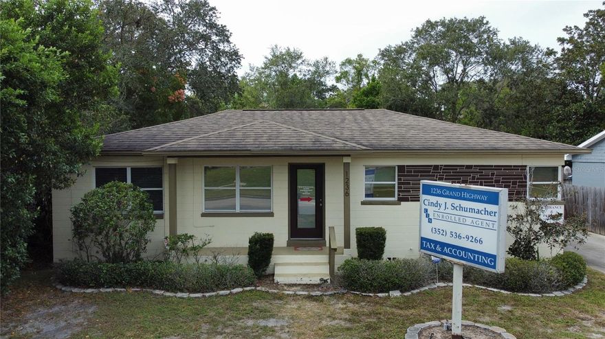 Office and residential rental (can also be office).  Office has 6 separate offices, kitchen area, reception and storage (carpet over tile). Part Fenced - rental house is 2 bedroom, 1 bath, living room, family room & office + laundry room with pantry.